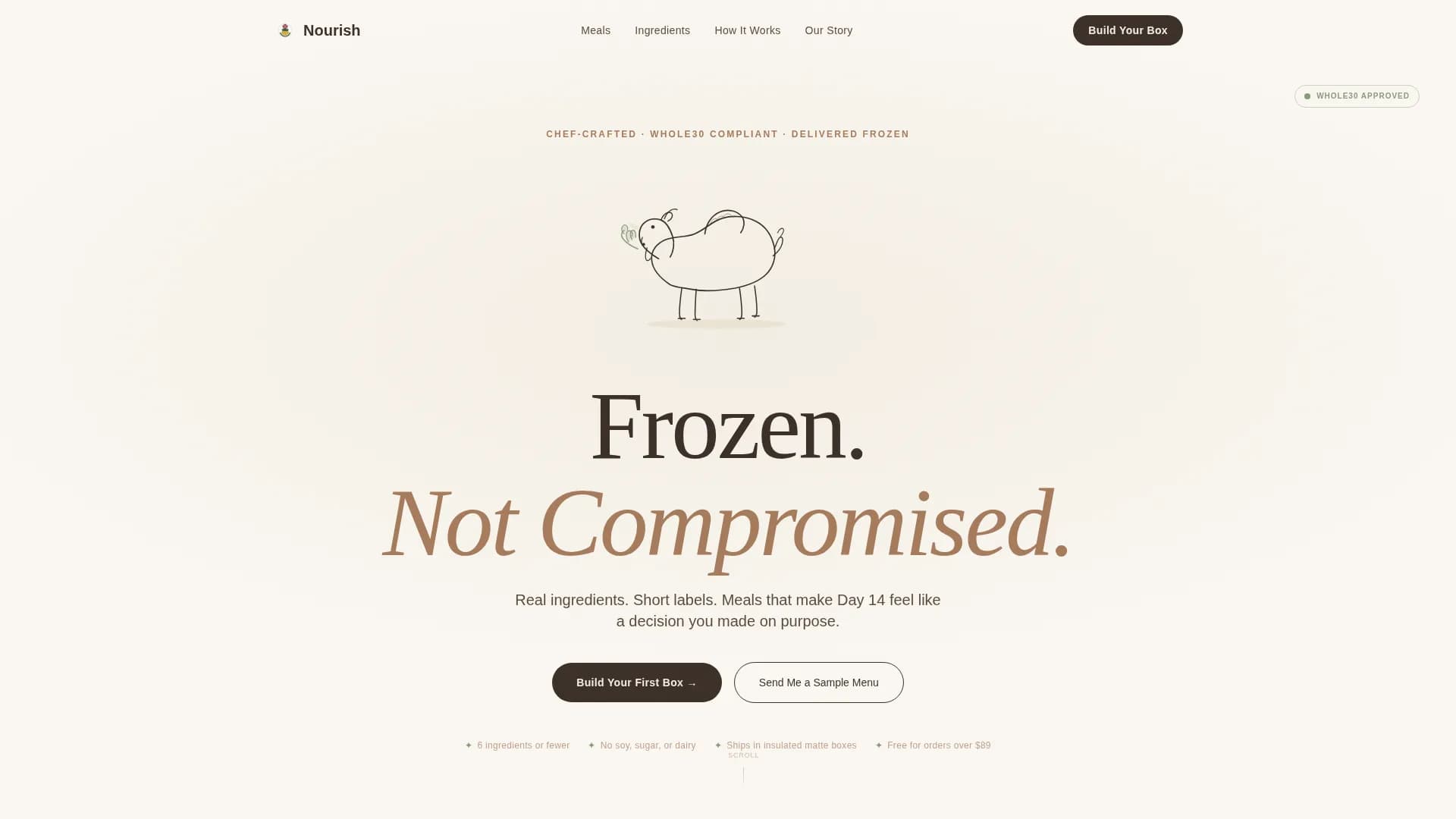 Nourish — Whole30 Meal Delivery Landing Page Template