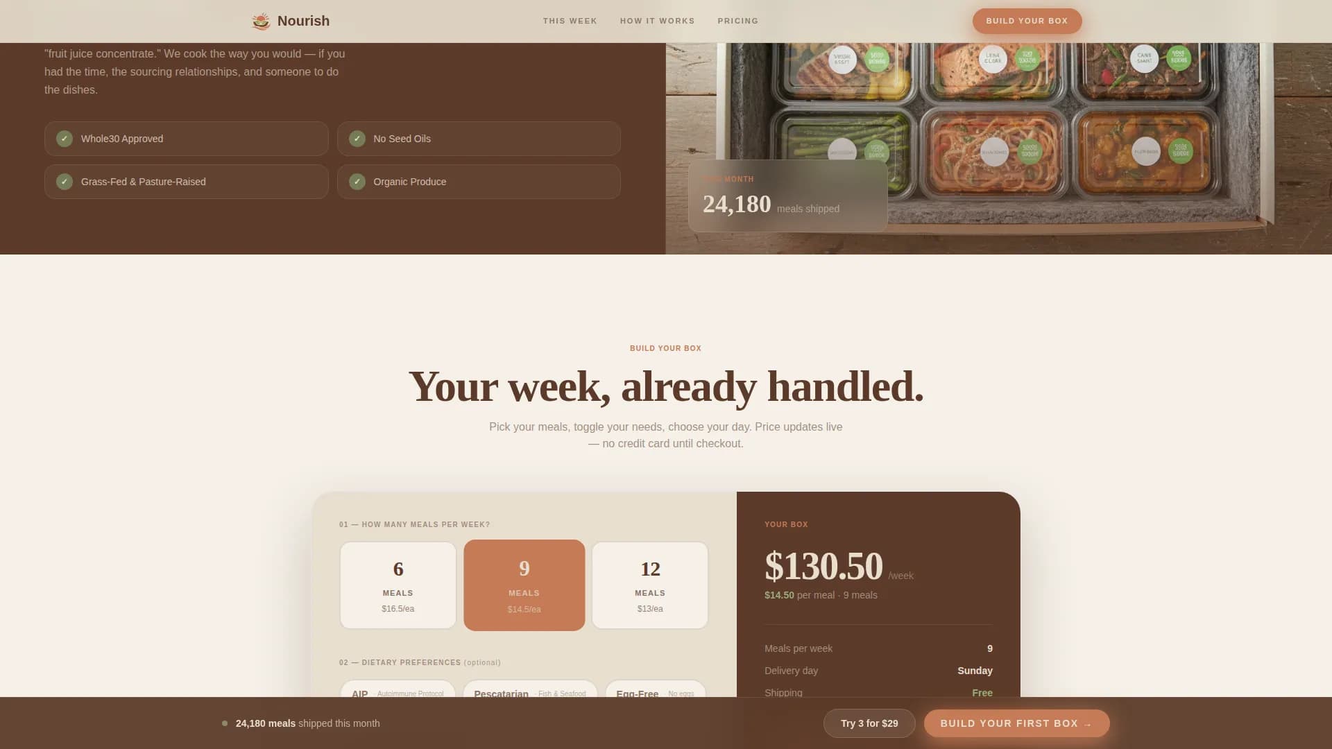Nourish — Clean Nutrition Delivery Landing Page Template