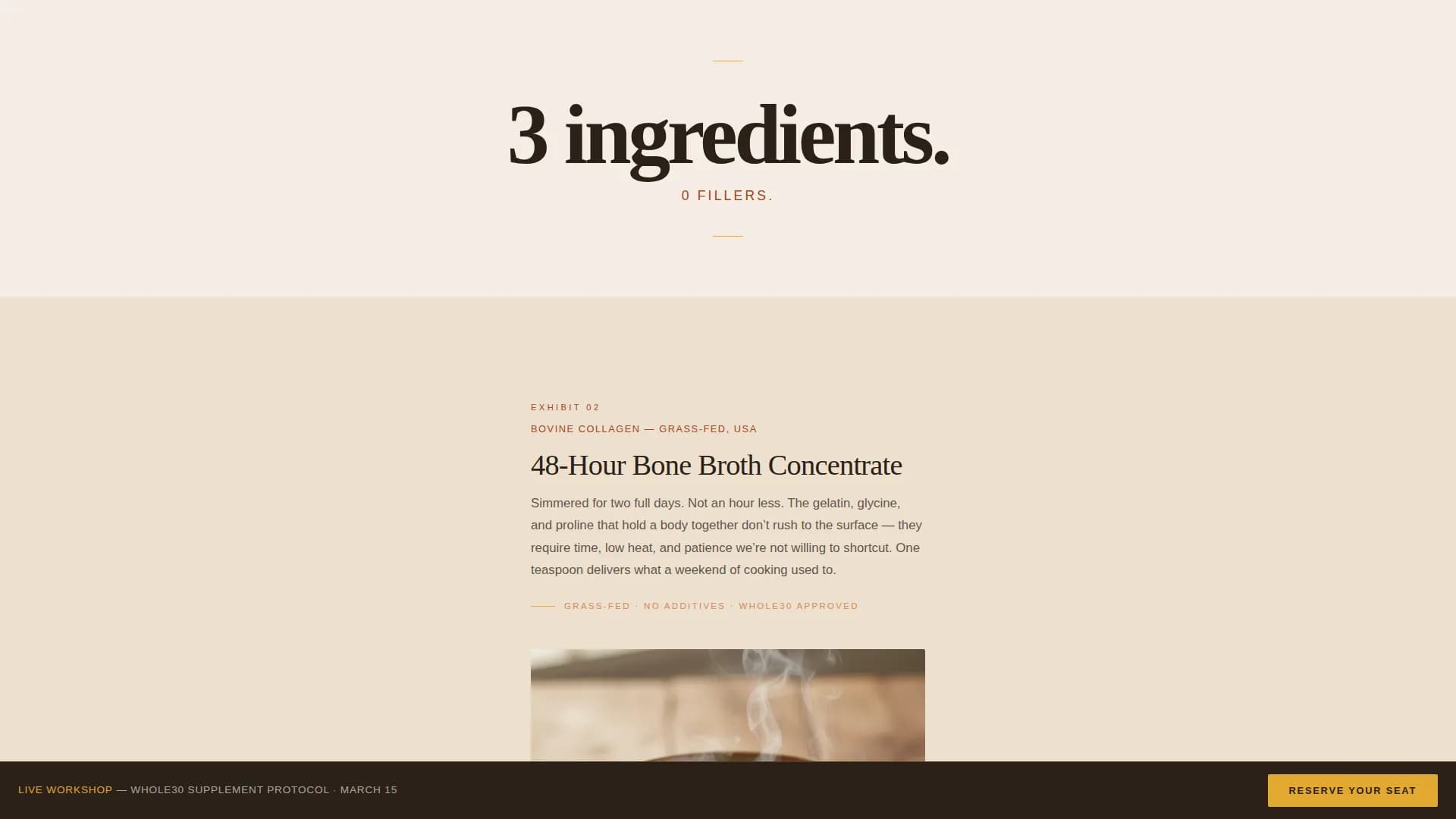 Nourish — Whole30 Supplement Workshop Landing Page Template