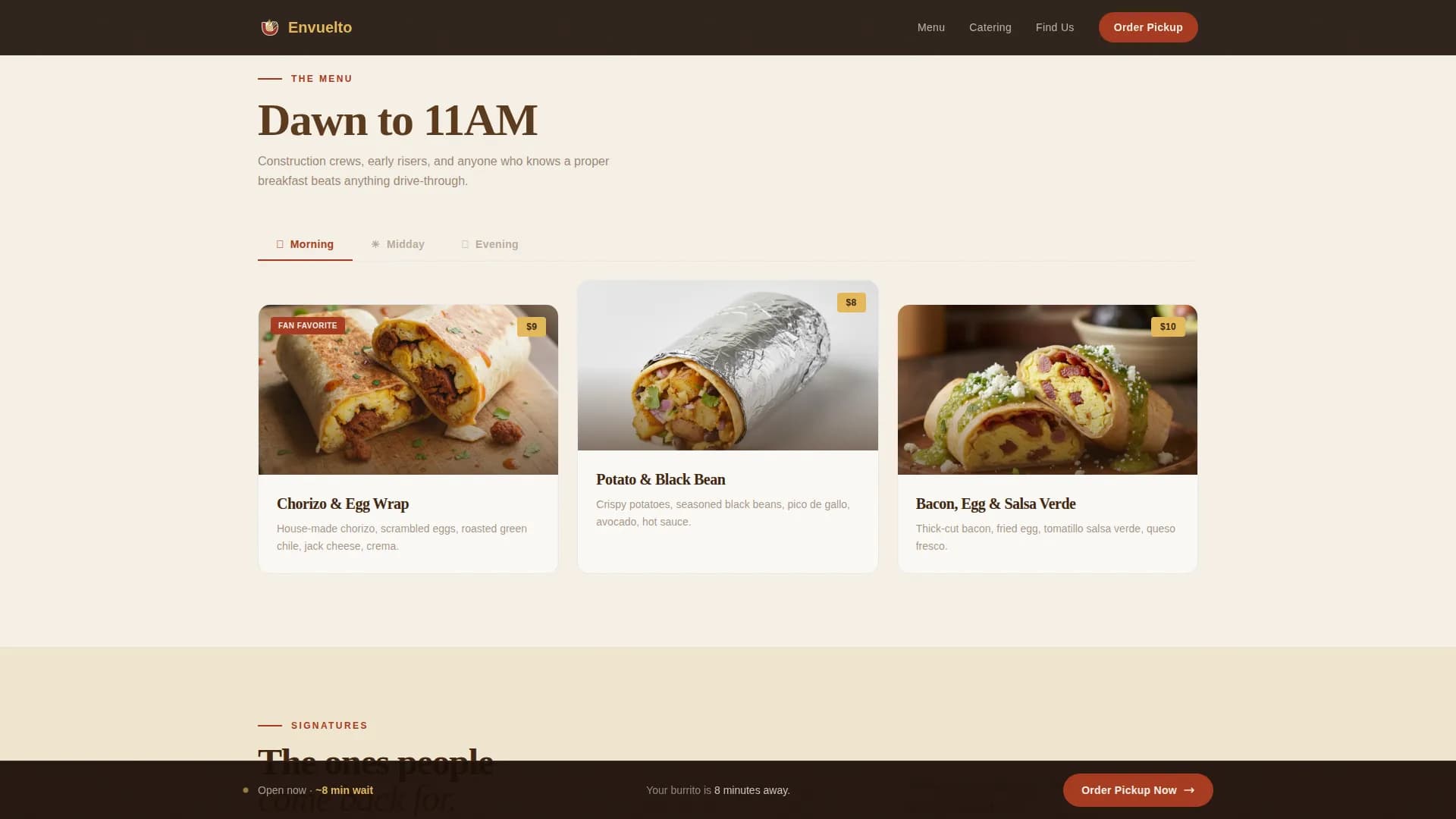 Wrap — Artisan Burrito Café Landing Page Template