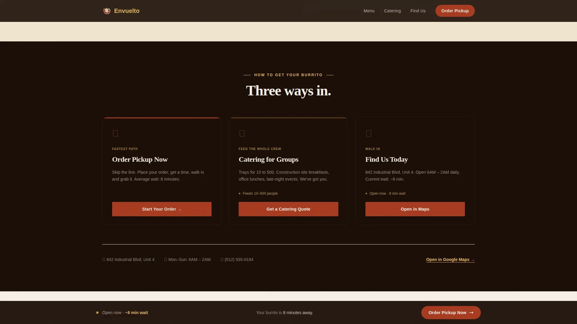 Wrap — Artisan Burrito Café Landing Page Template