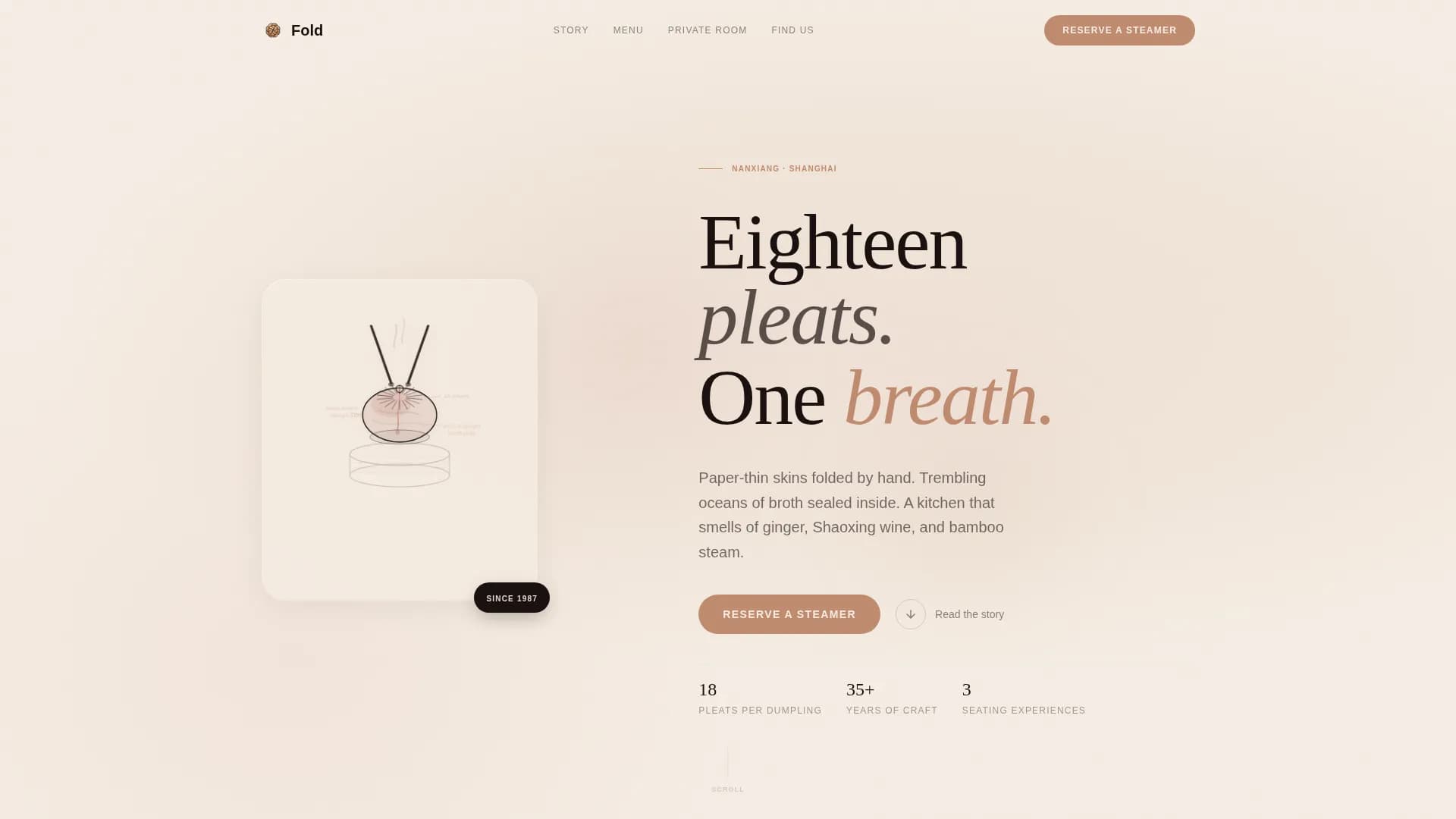Fold — Luxe Xiaolongbao Booking Landing Page Template
