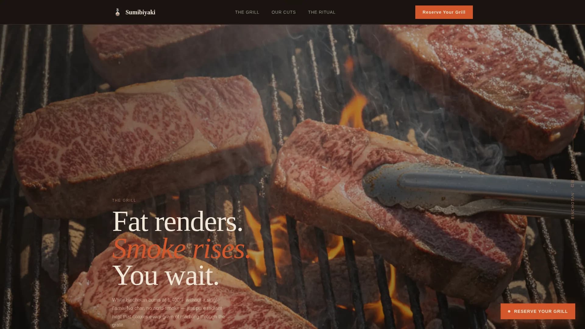 Sumibiyaki — Immersive Yakiniku Landing Page Template