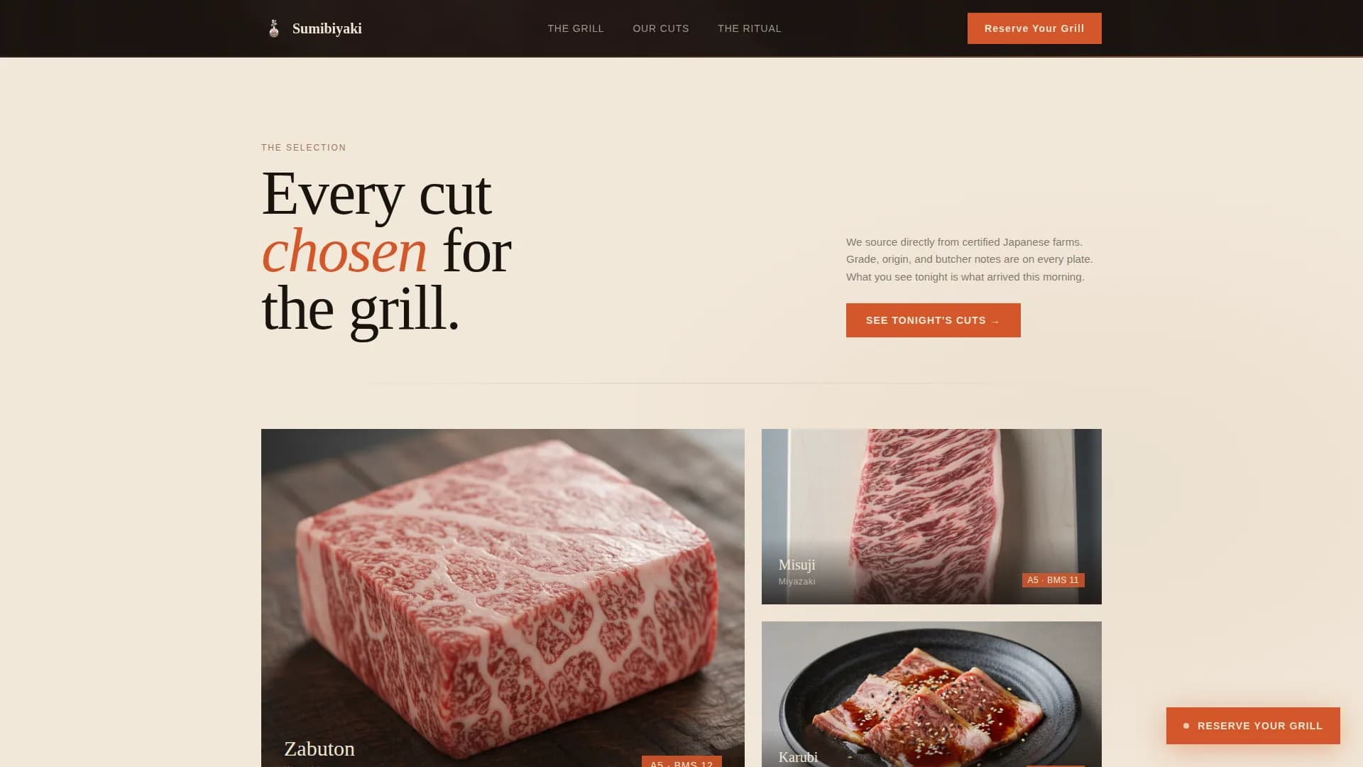 Sumibiyaki — Immersive Yakiniku Landing Page Template