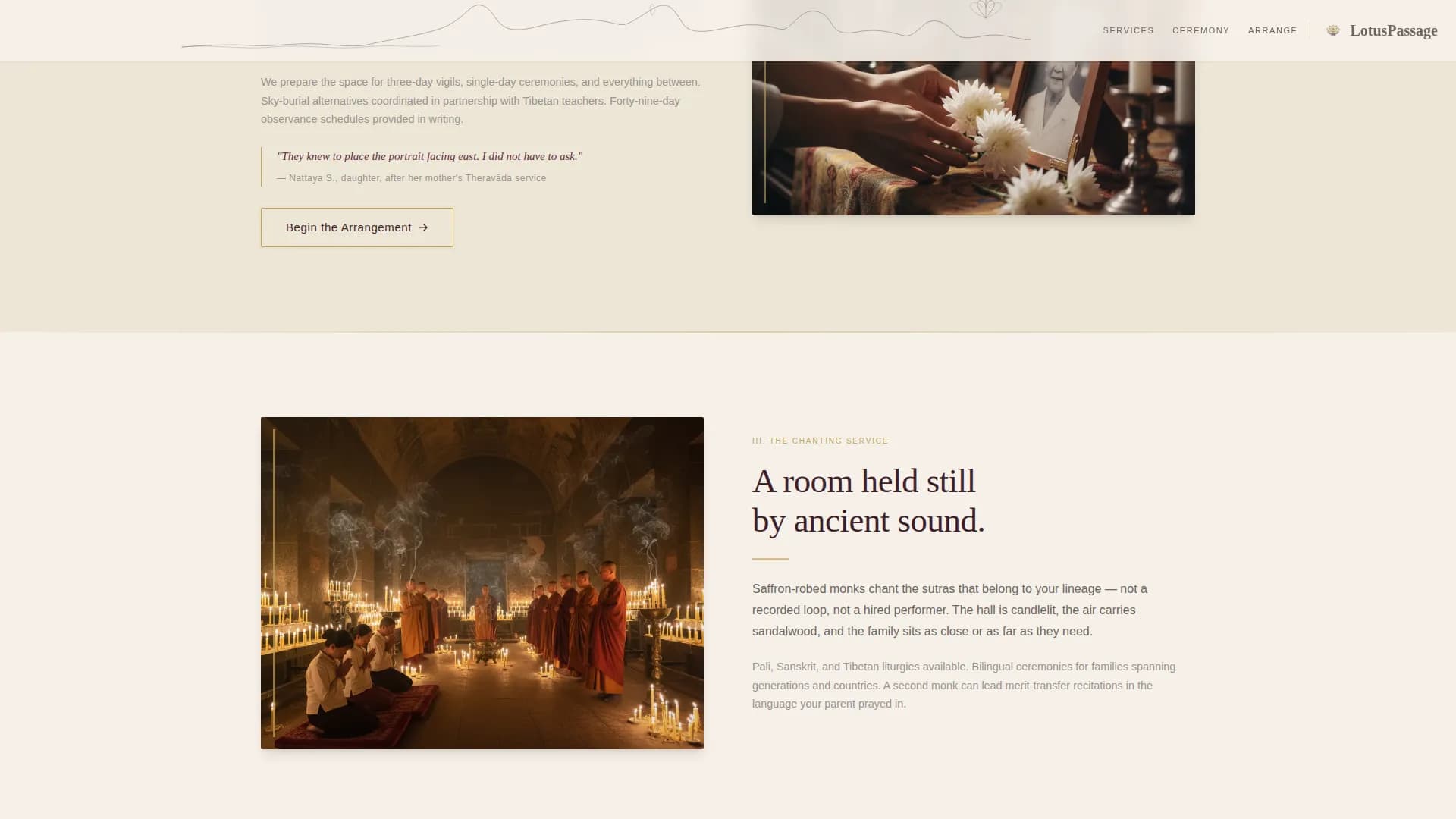 Serenity — Dignified Funeral Service Landing Page Template