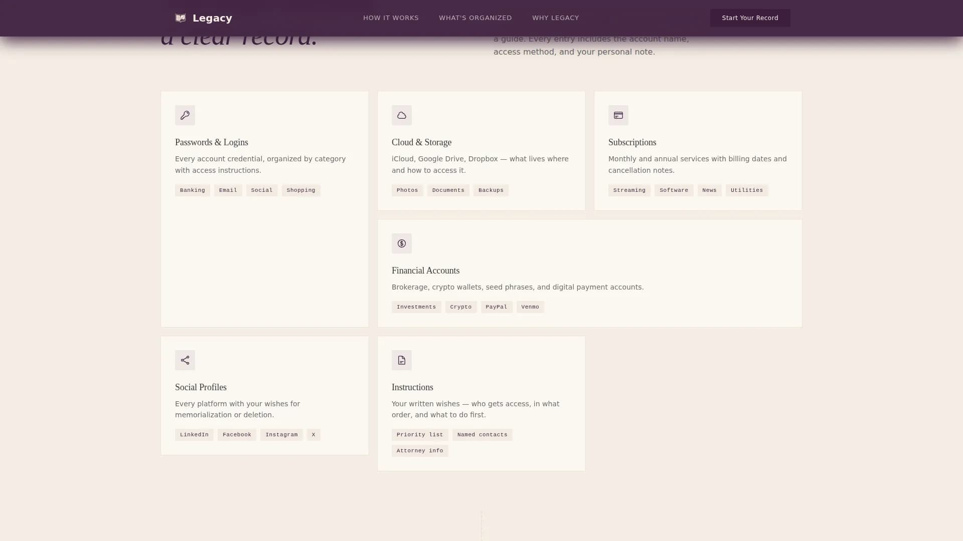 Legacy — Smart Digital Estate Landing Page Template