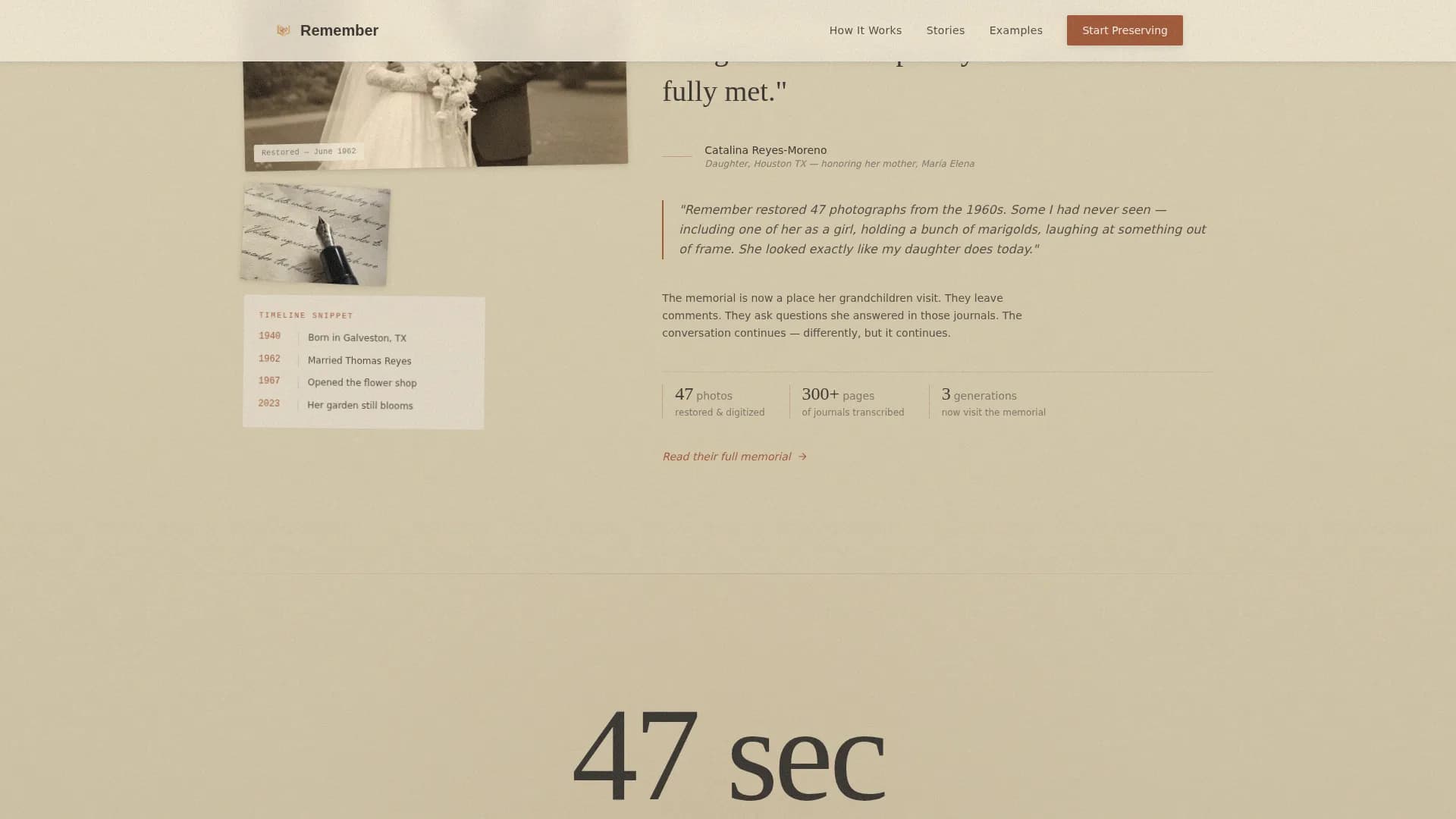 Remember — Preserved Digital Memorial Landing Page Template