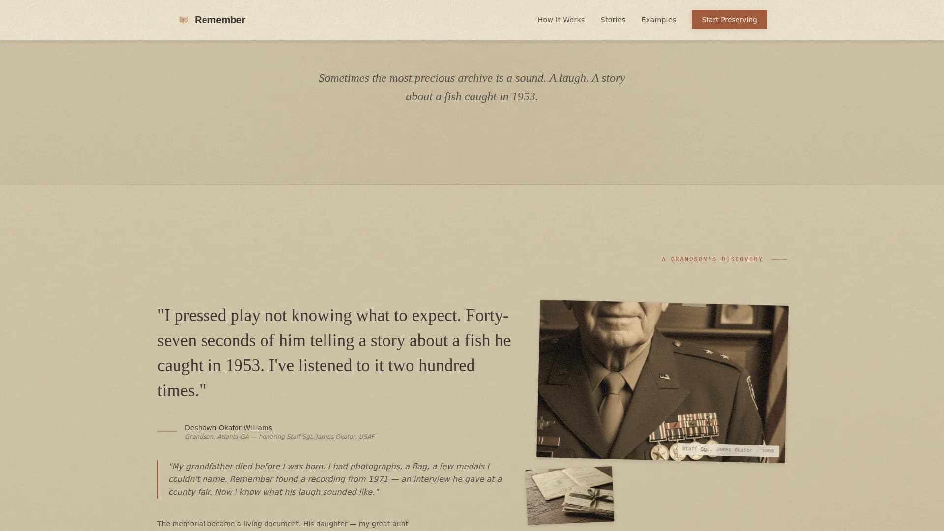 Remember — Preserved Digital Memorial Landing Page Template
