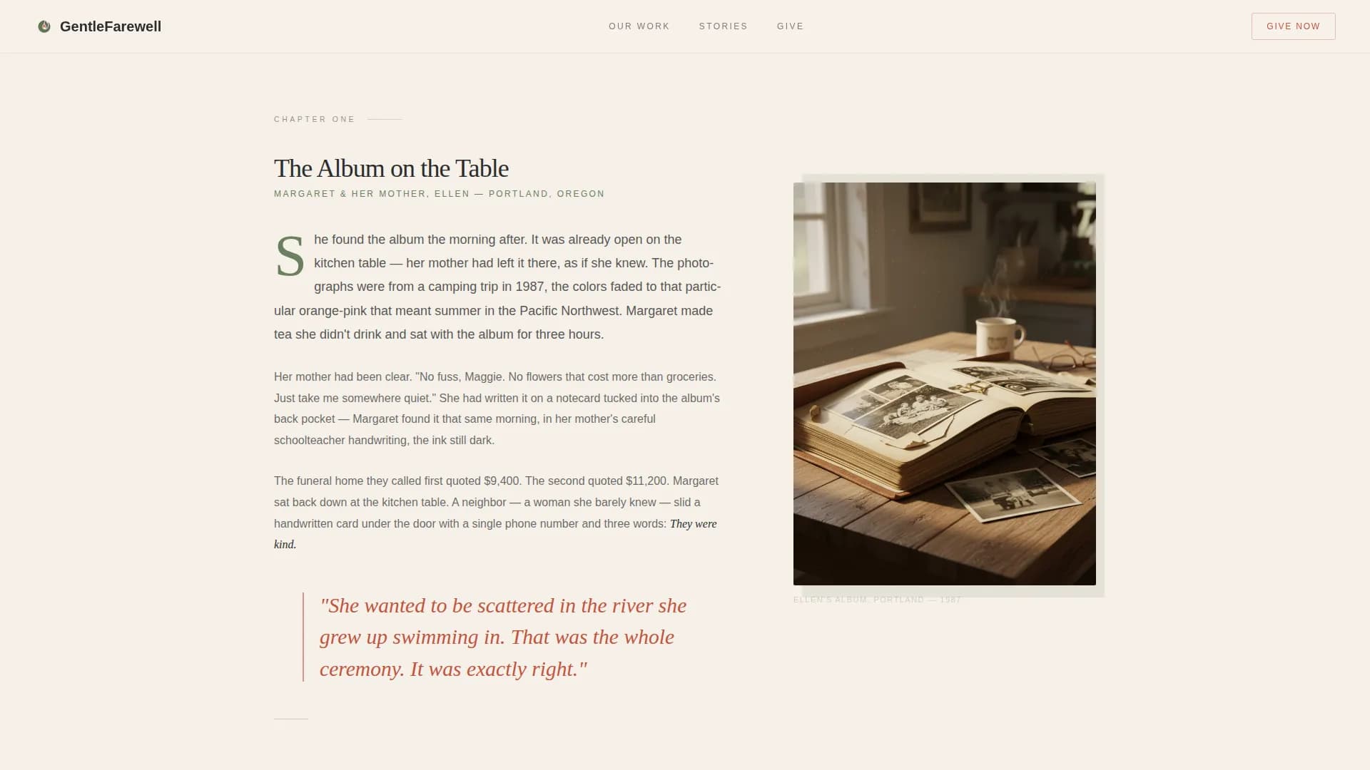 Passage — Story Direct Cremation Landing Page Template