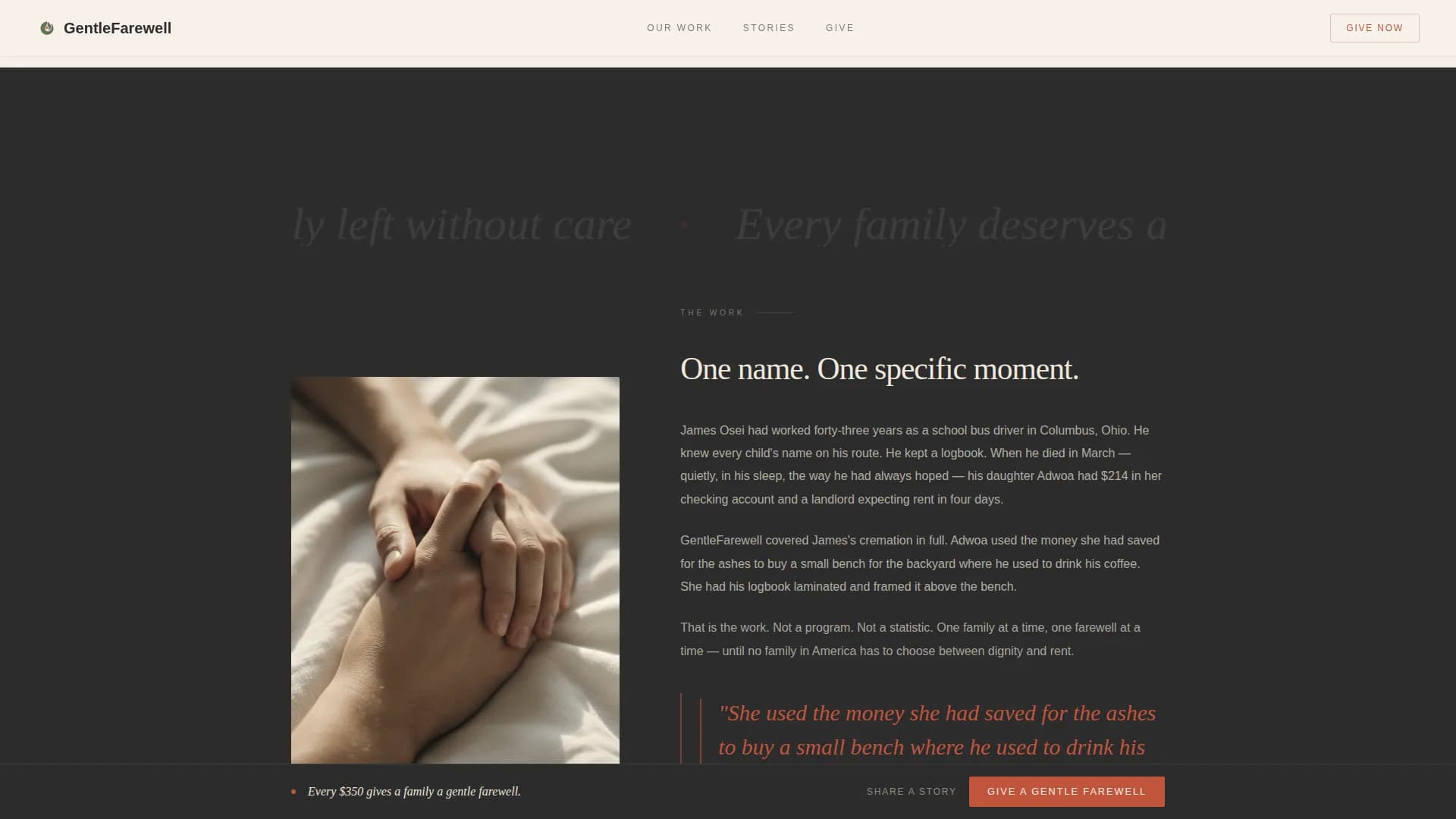Passage — Story Direct Cremation Landing Page Template