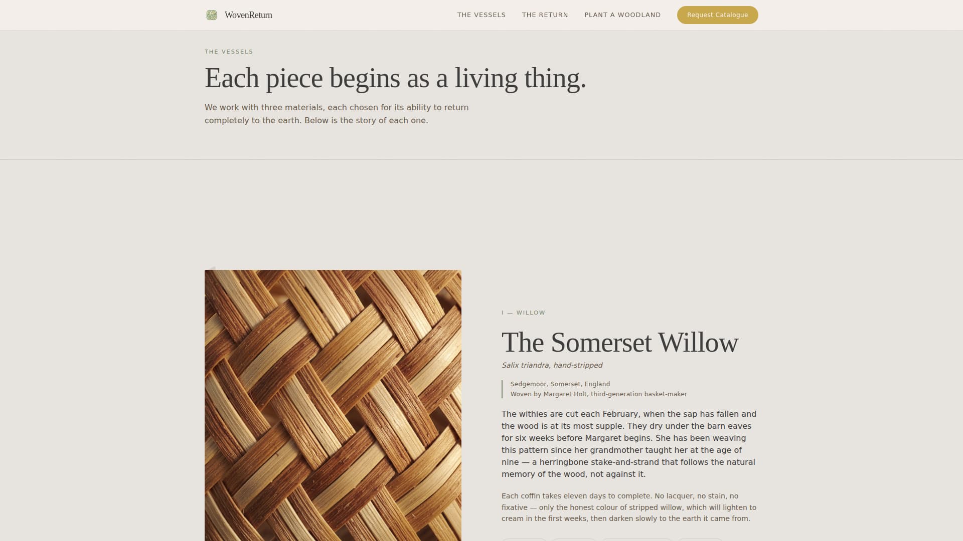 Wovenreturn - Timeless Ecocoffin Landing Page Template