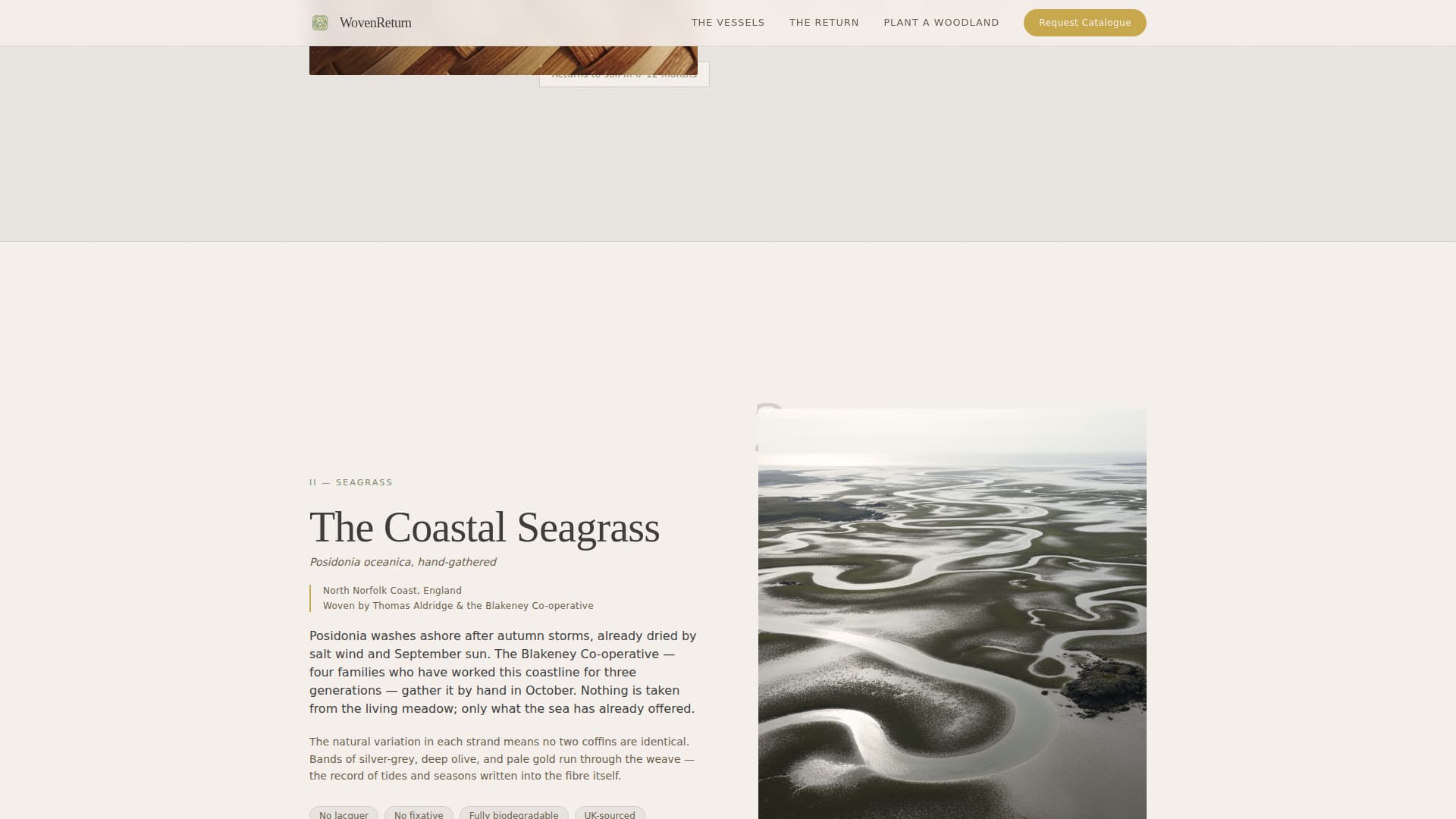 Wovenreturn - Timeless Ecocoffin Landing Page Template