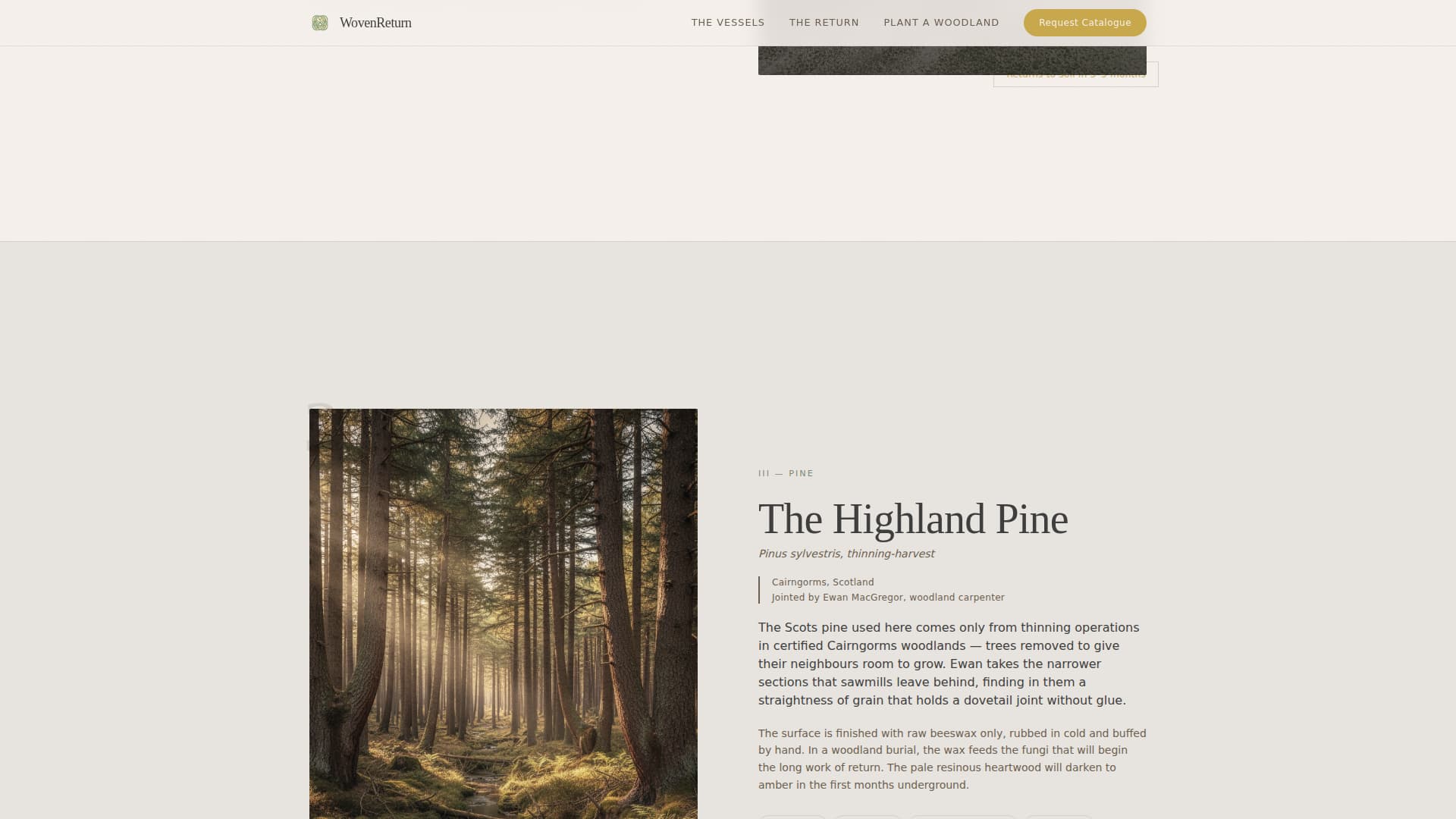 Wovenreturn - Timeless Ecocoffin Landing Page Template