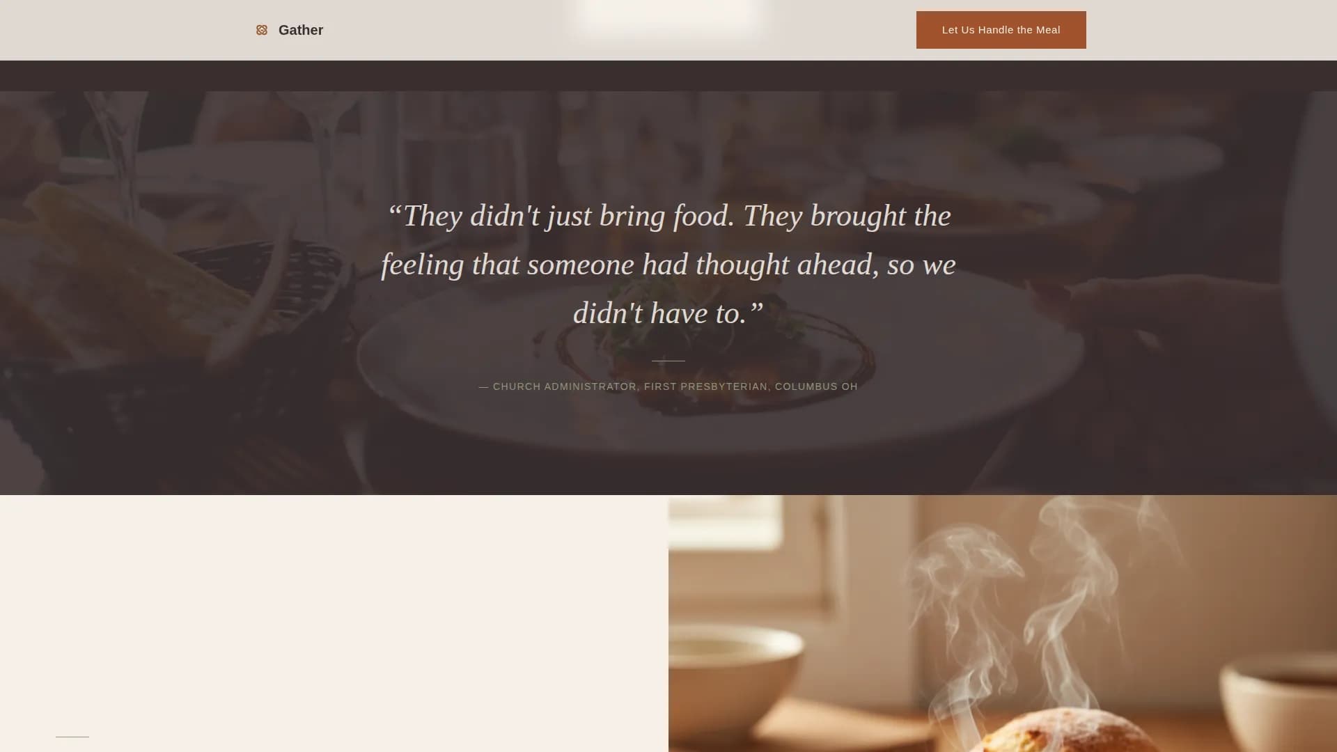 Gather - Compassionate Funeral Catering Landing Page Template