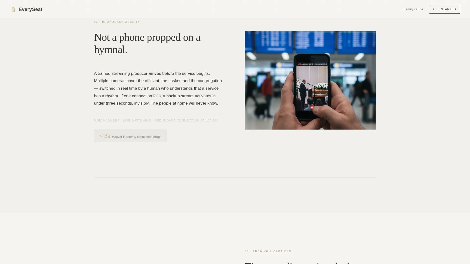 Passage — Live Funeral Streaming Landing Page Template