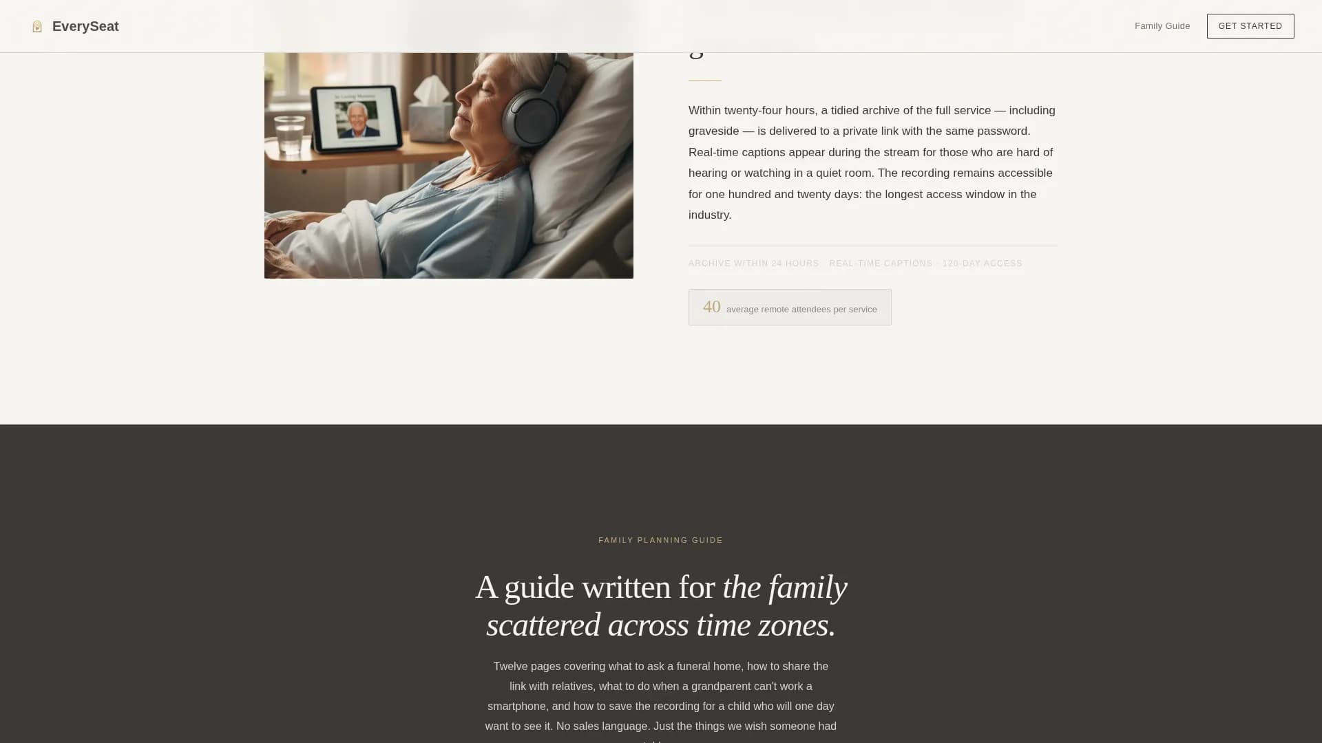 Passage — Live Funeral Streaming Landing Page Template