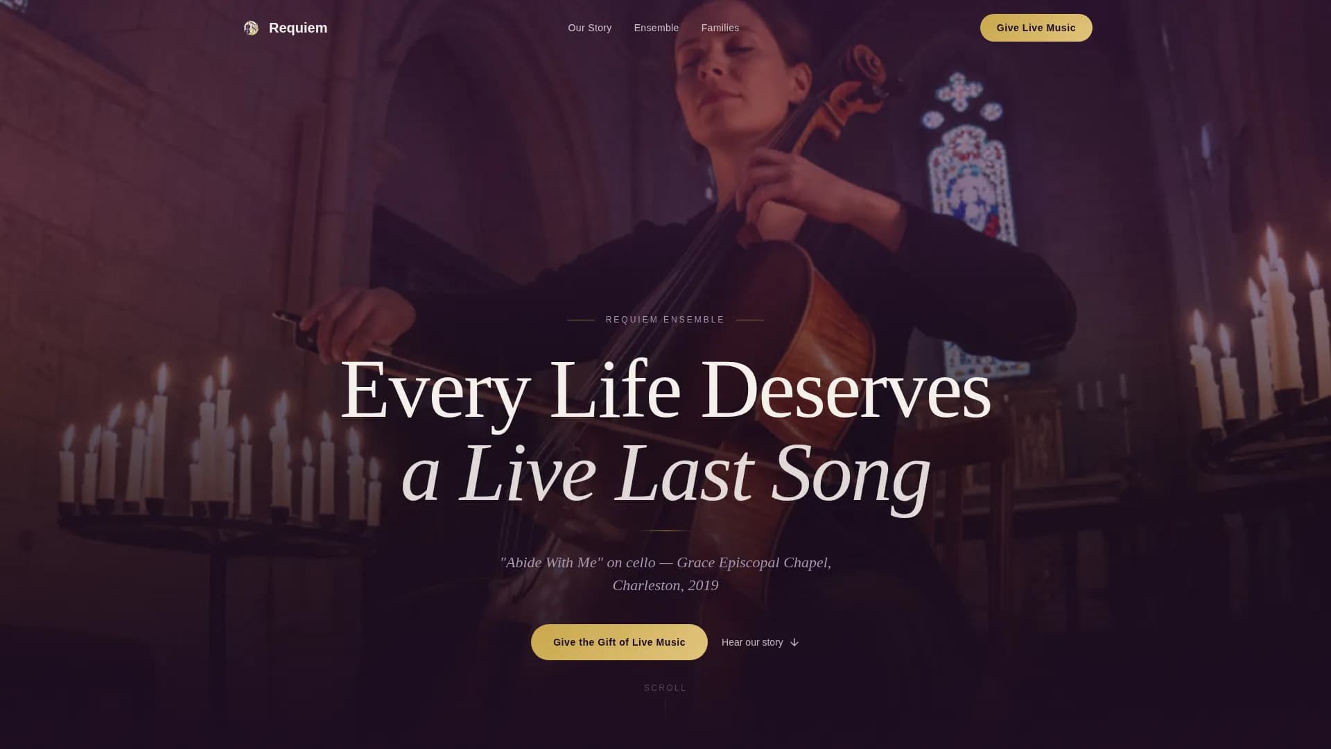Requiem — Live Funeral Music Landing Page Template