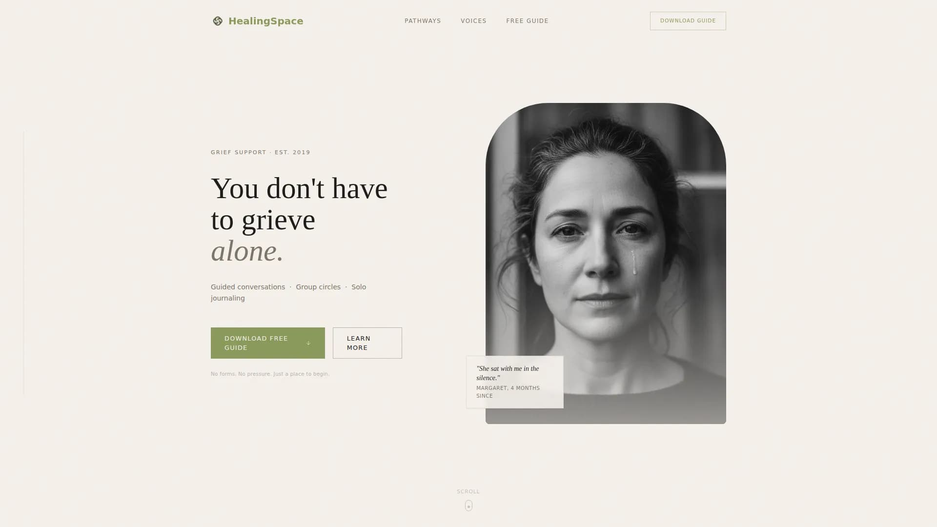 Passage — Compassionate Grief Support Landing Page Template