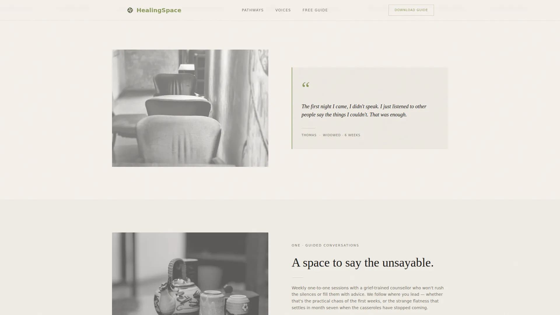 Passage — Compassionate Grief Support Landing Page Template