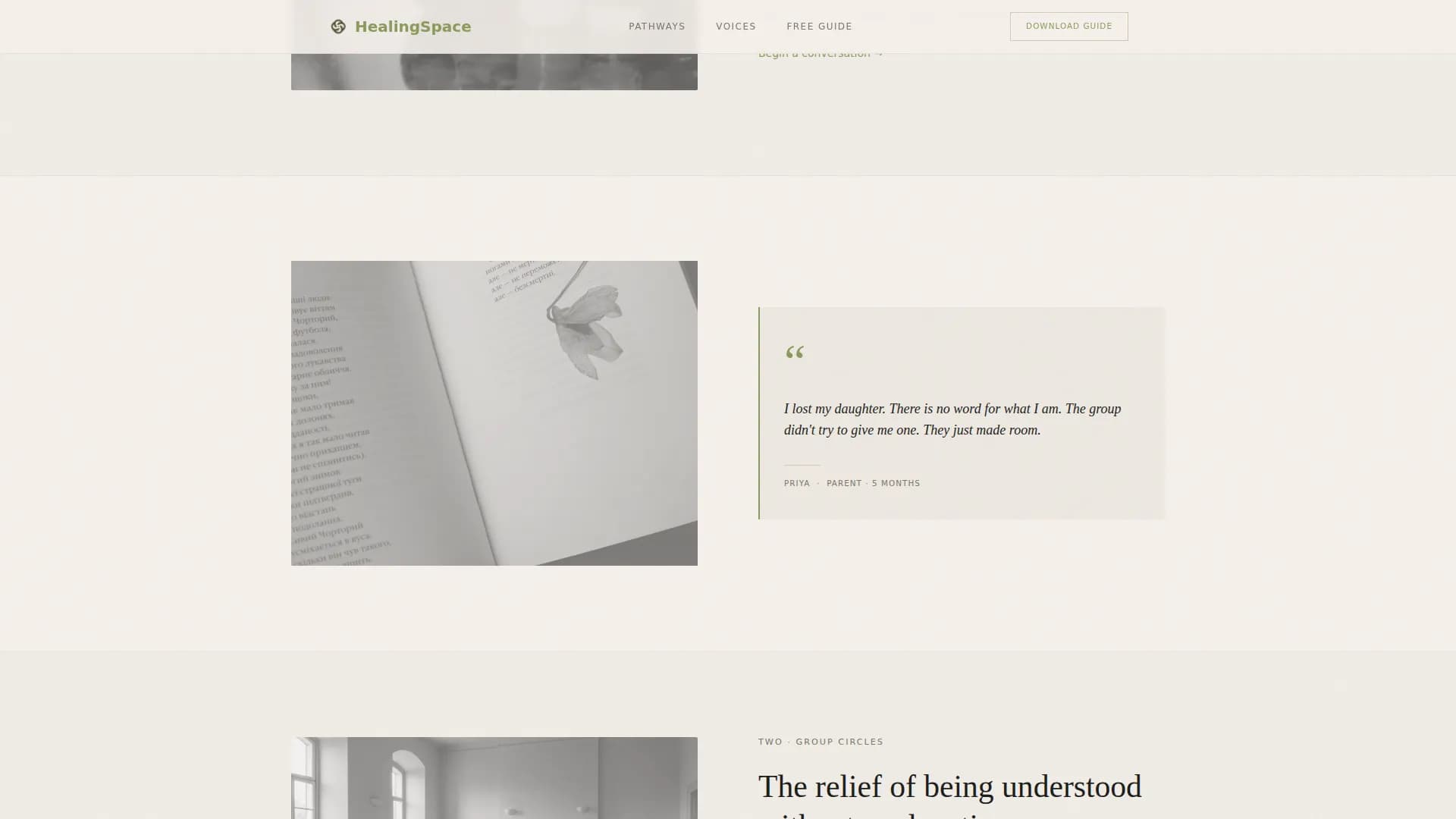 Passage — Compassionate Grief Support Landing Page Template