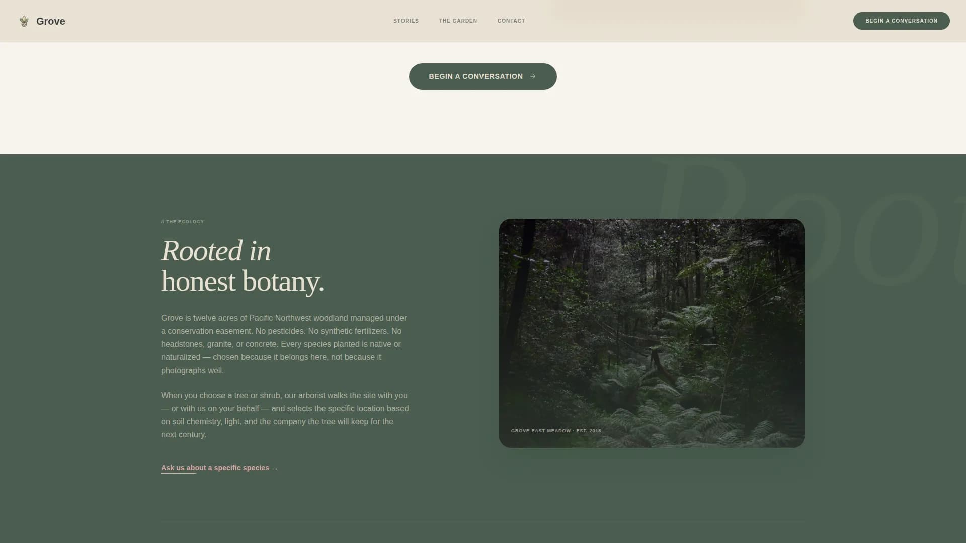 Grove - Living Memorial Garden Landing Page Template