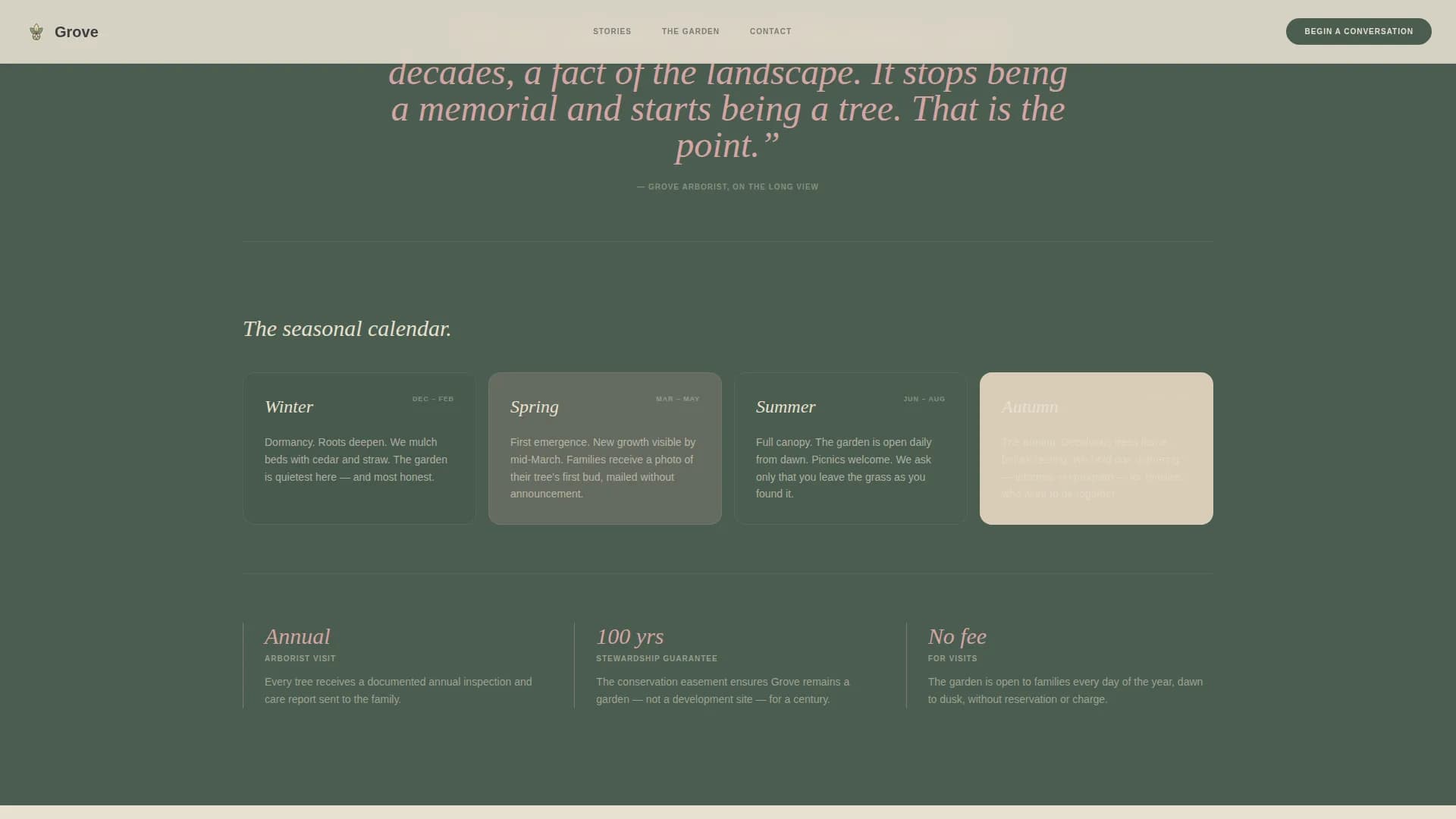 Grove - Living Memorial Garden Landing Page Template