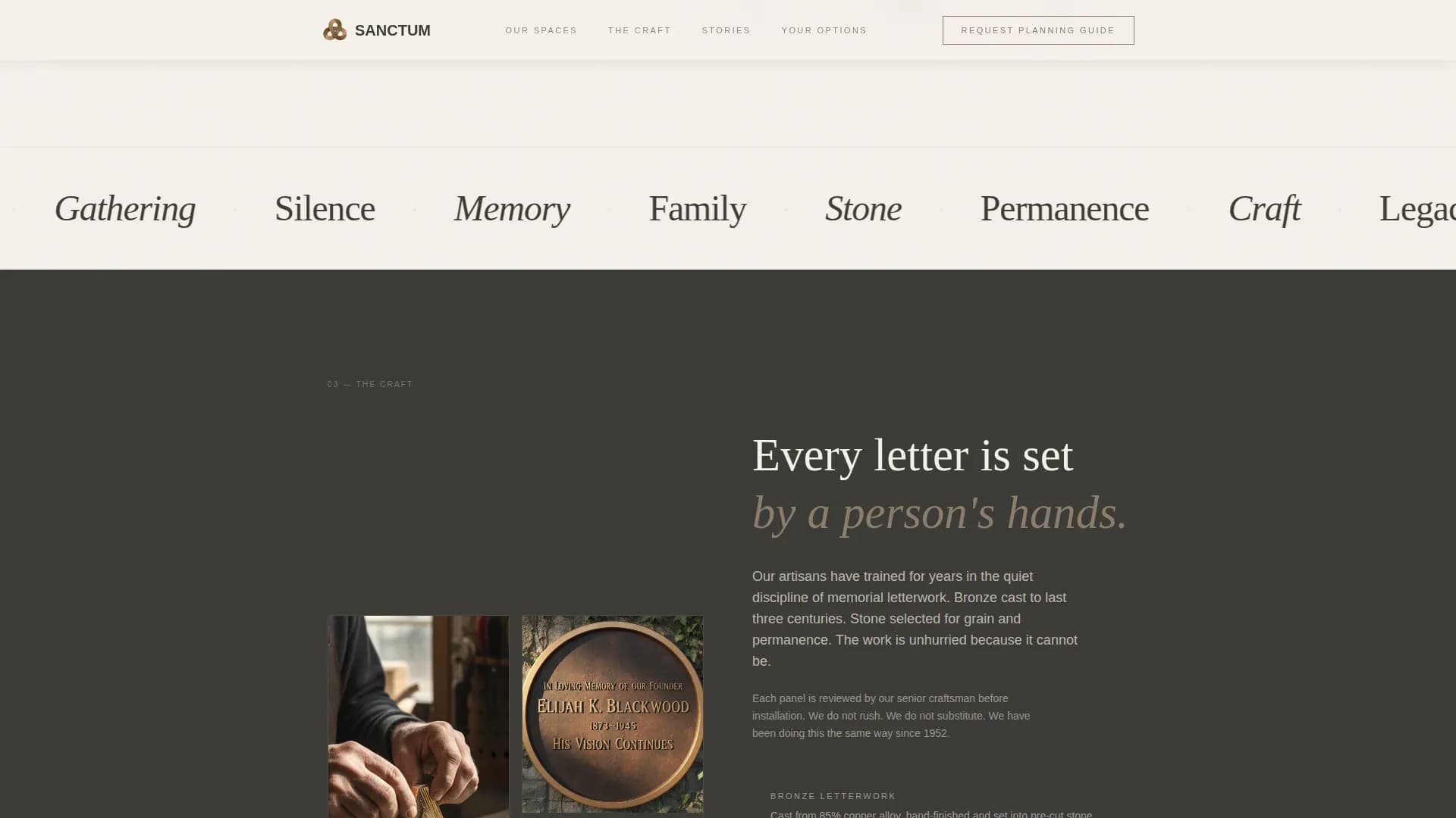 Sanctum - Heritage Memorial Planning Landing Page Template