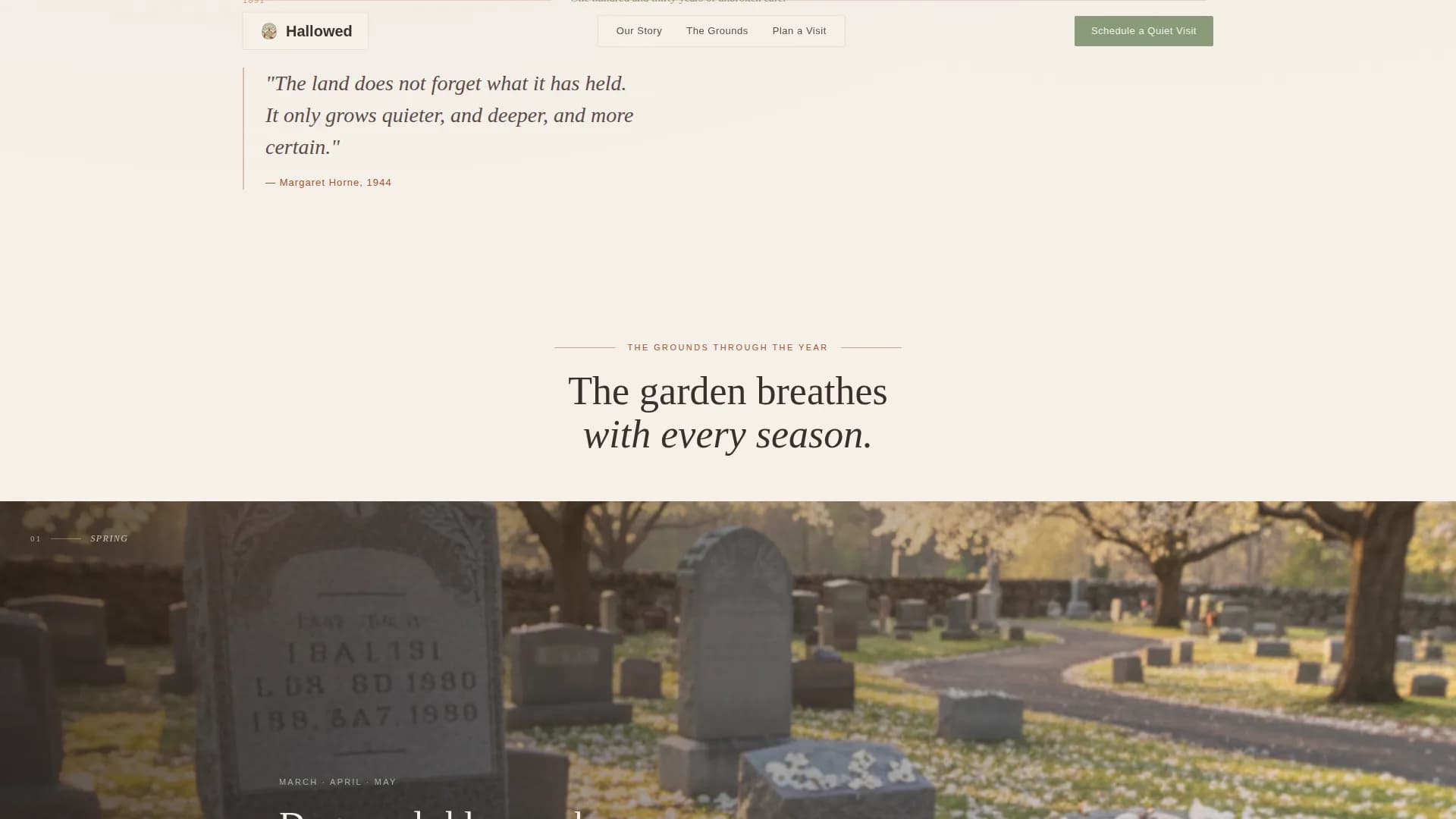 Sanctuary — Serene Memorial Garden Landing Page Template