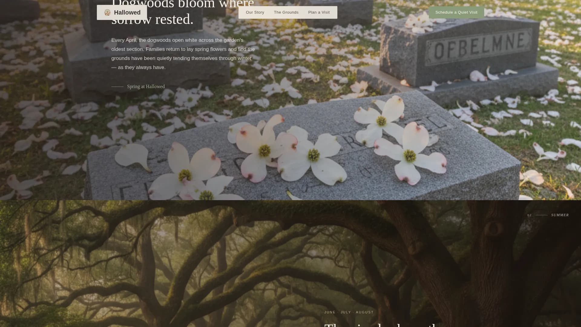 Sanctuary — Serene Memorial Garden Landing Page Template