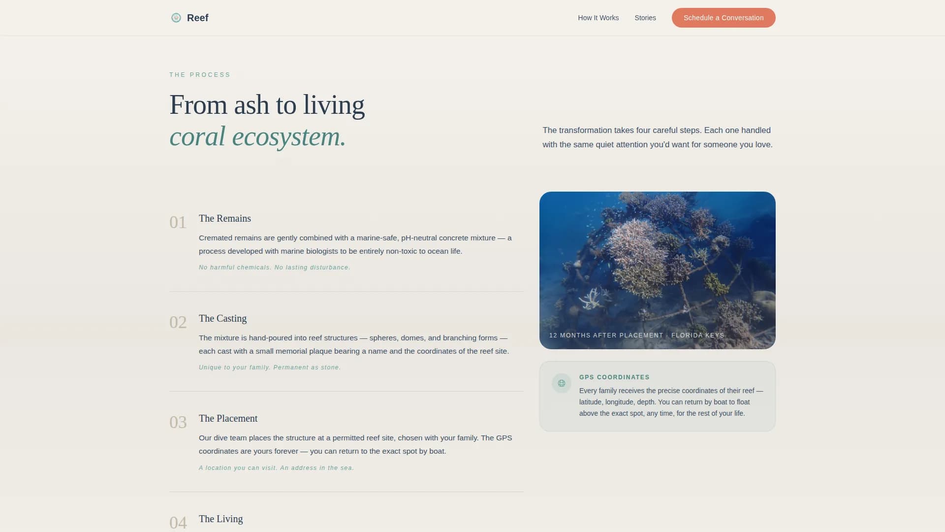 Reef — Marine Memorial Garden Landing Page Template