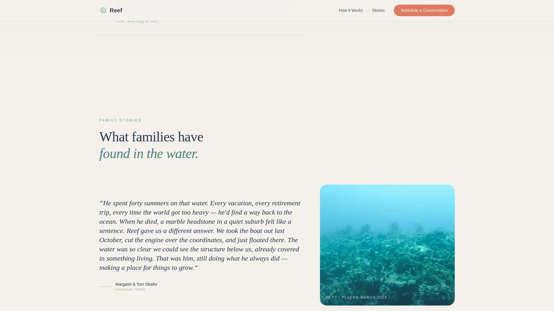 Reef — Marine Memorial Garden Landing Page Template