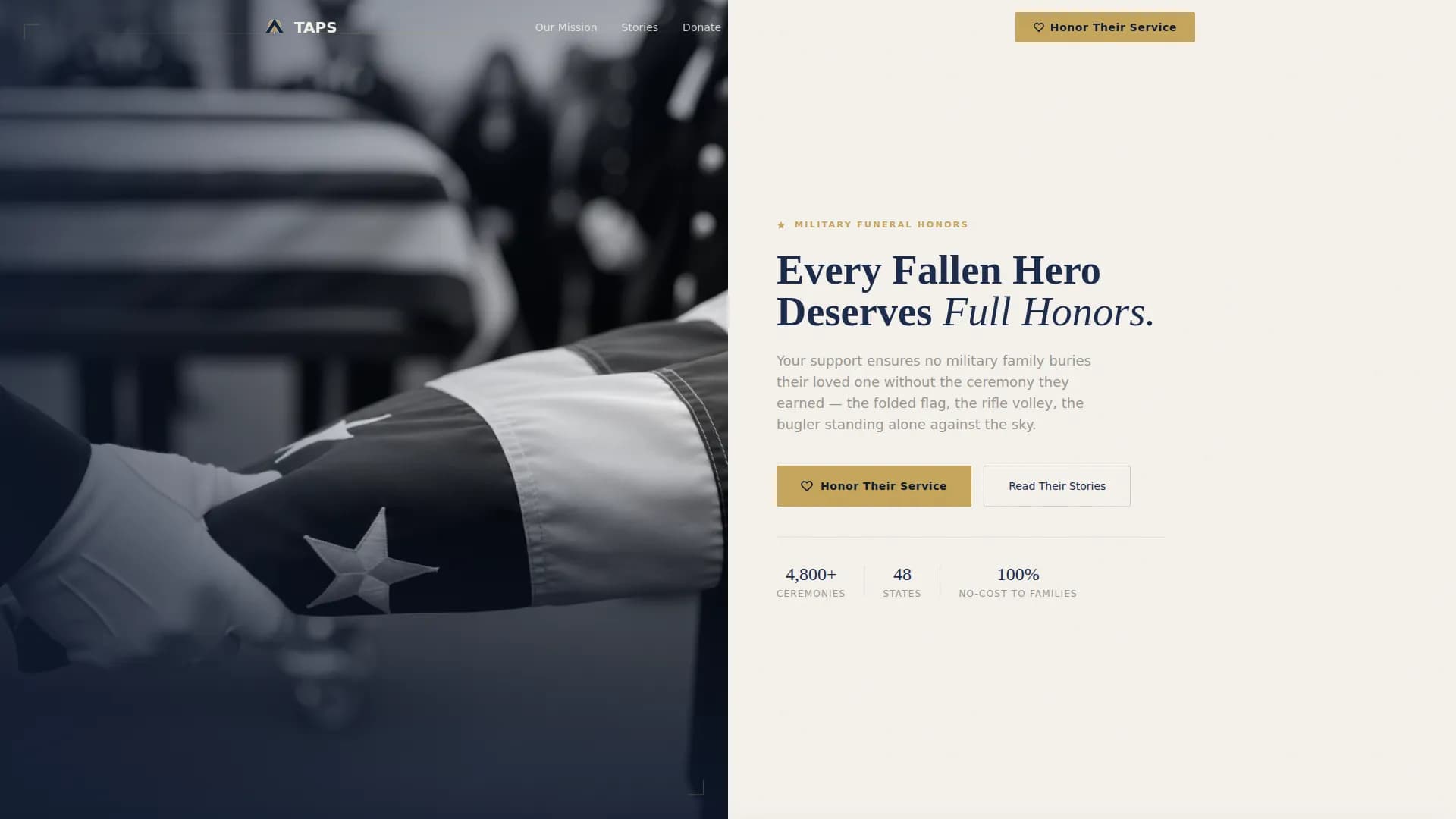 Taps — Veteran Military Funeral Landing Page Template