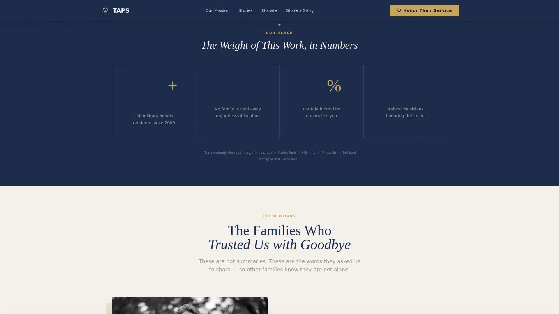 Taps — Veteran Military Funeral Landing Page Template