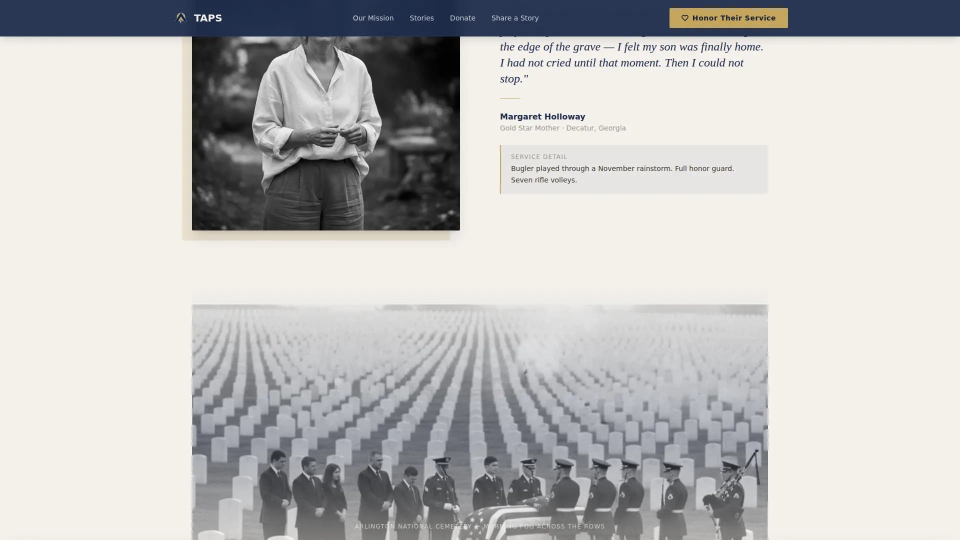 Taps — Veteran Military Funeral Landing Page Template