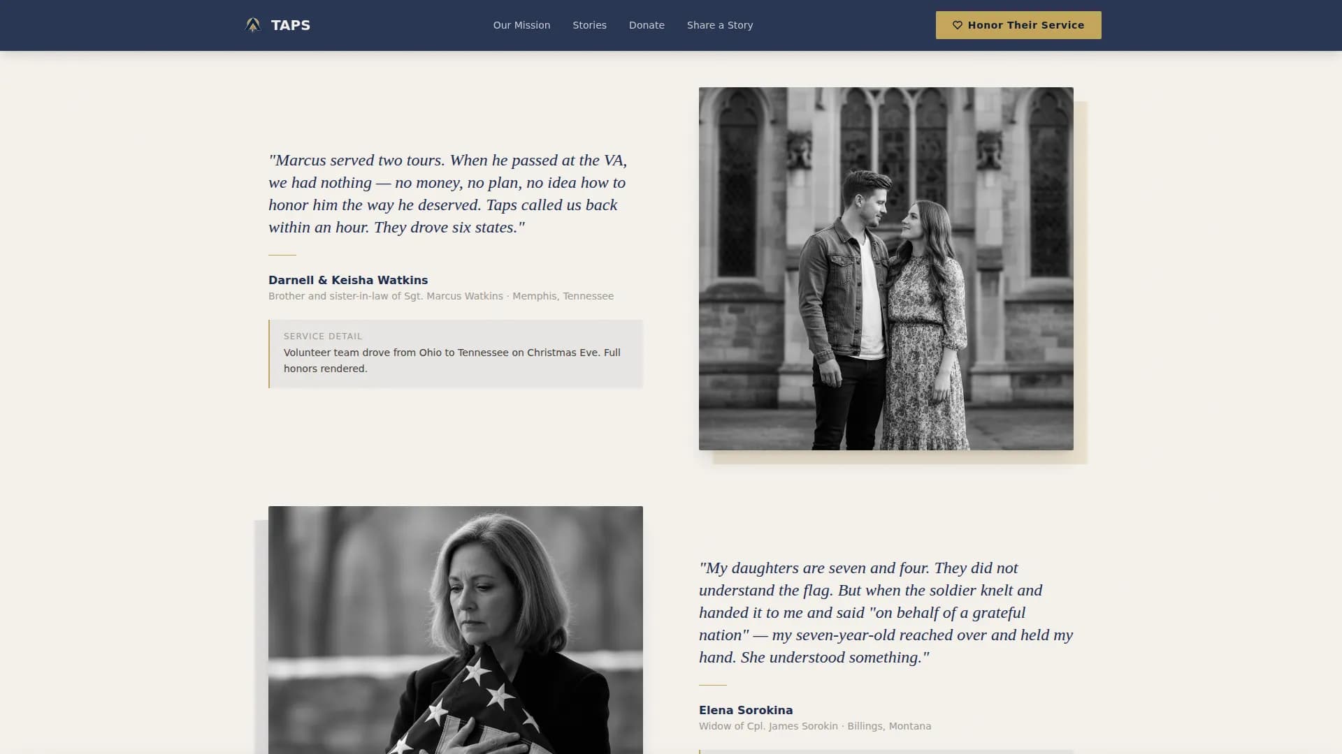 Taps — Veteran Military Funeral Landing Page Template