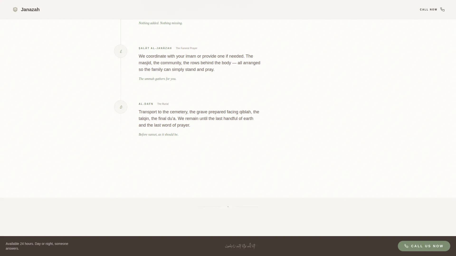 Janazah — Halal Funeral Care Landing Page Template