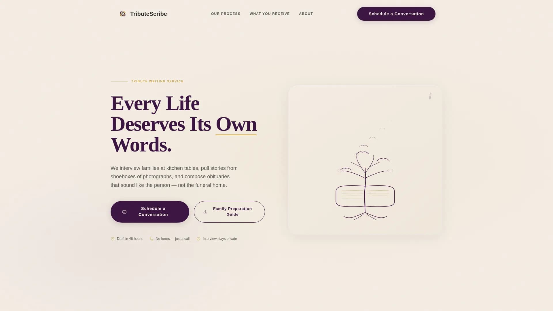 Passage — Legacy Biography Service Landing Page Template