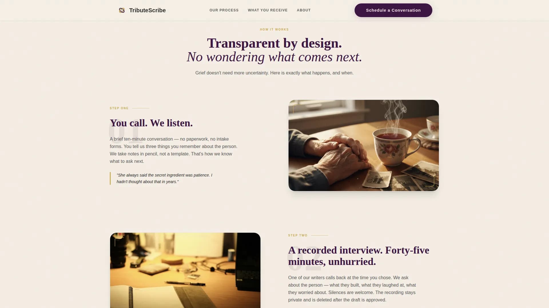 Passage — Legacy Biography Service Landing Page Template