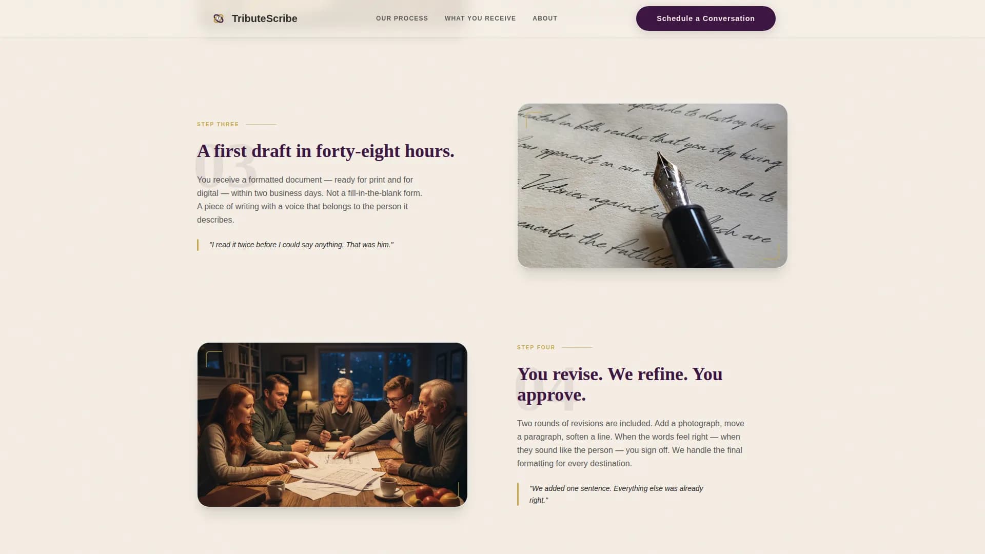 Passage — Legacy Biography Service Landing Page Template