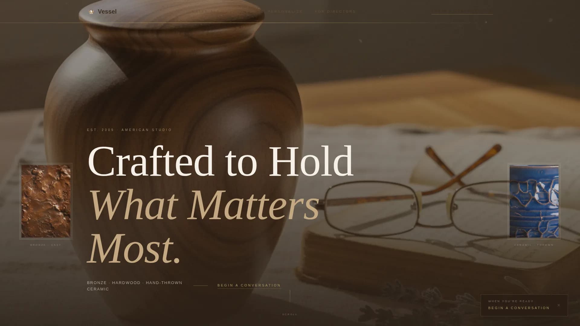 Vessel — Premium Urn Design Landing Page Template