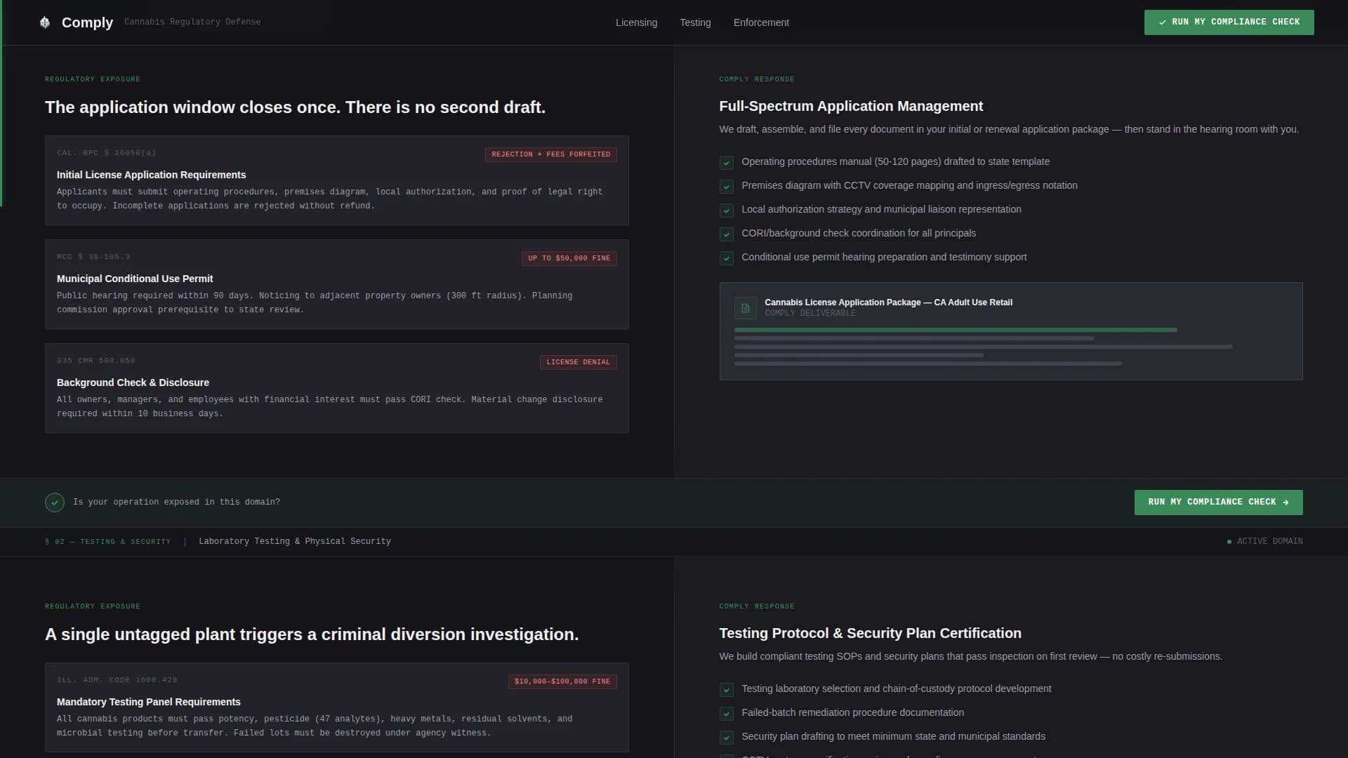 Comply - Precision Compliance Defense Landing Page Template