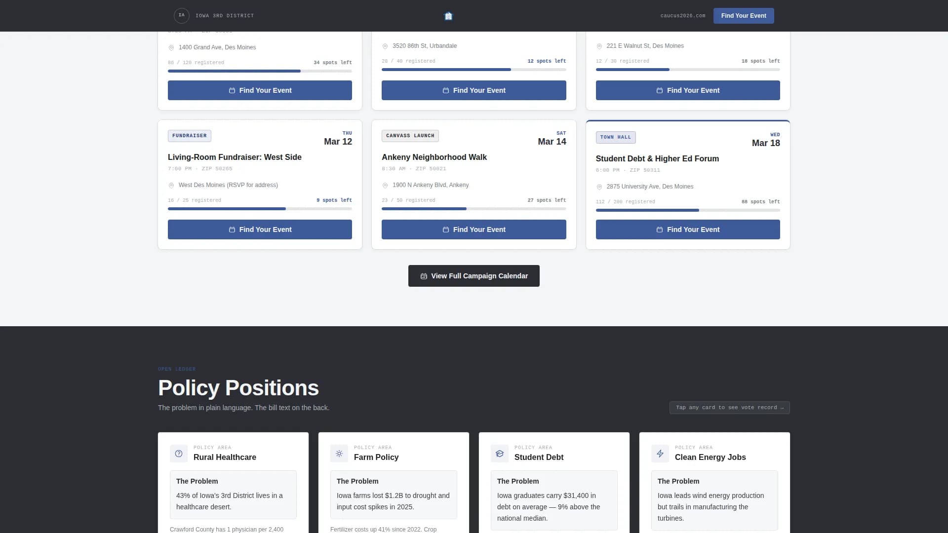 Caucus — Civic Political Engagement Landing Page Template