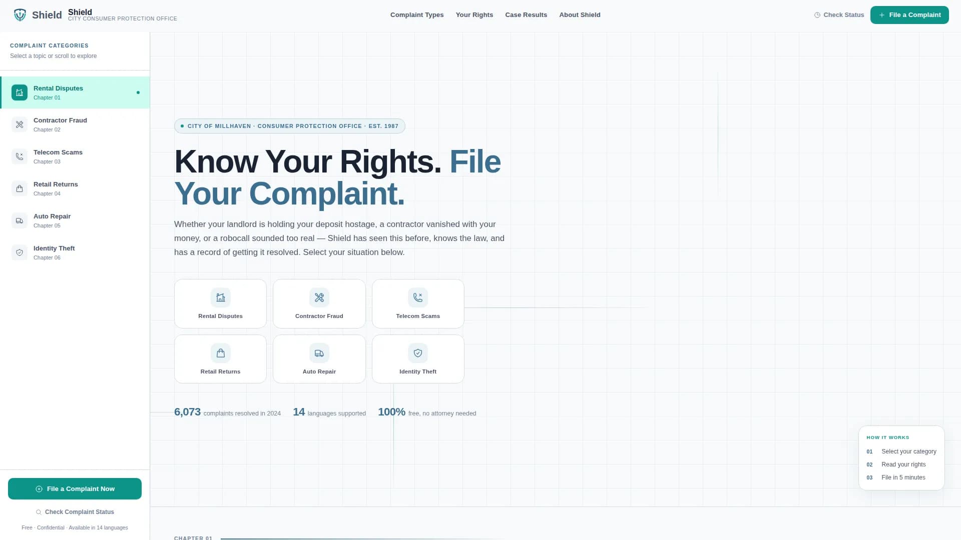 Shield — Consumer Protection Guide Landing Page Template