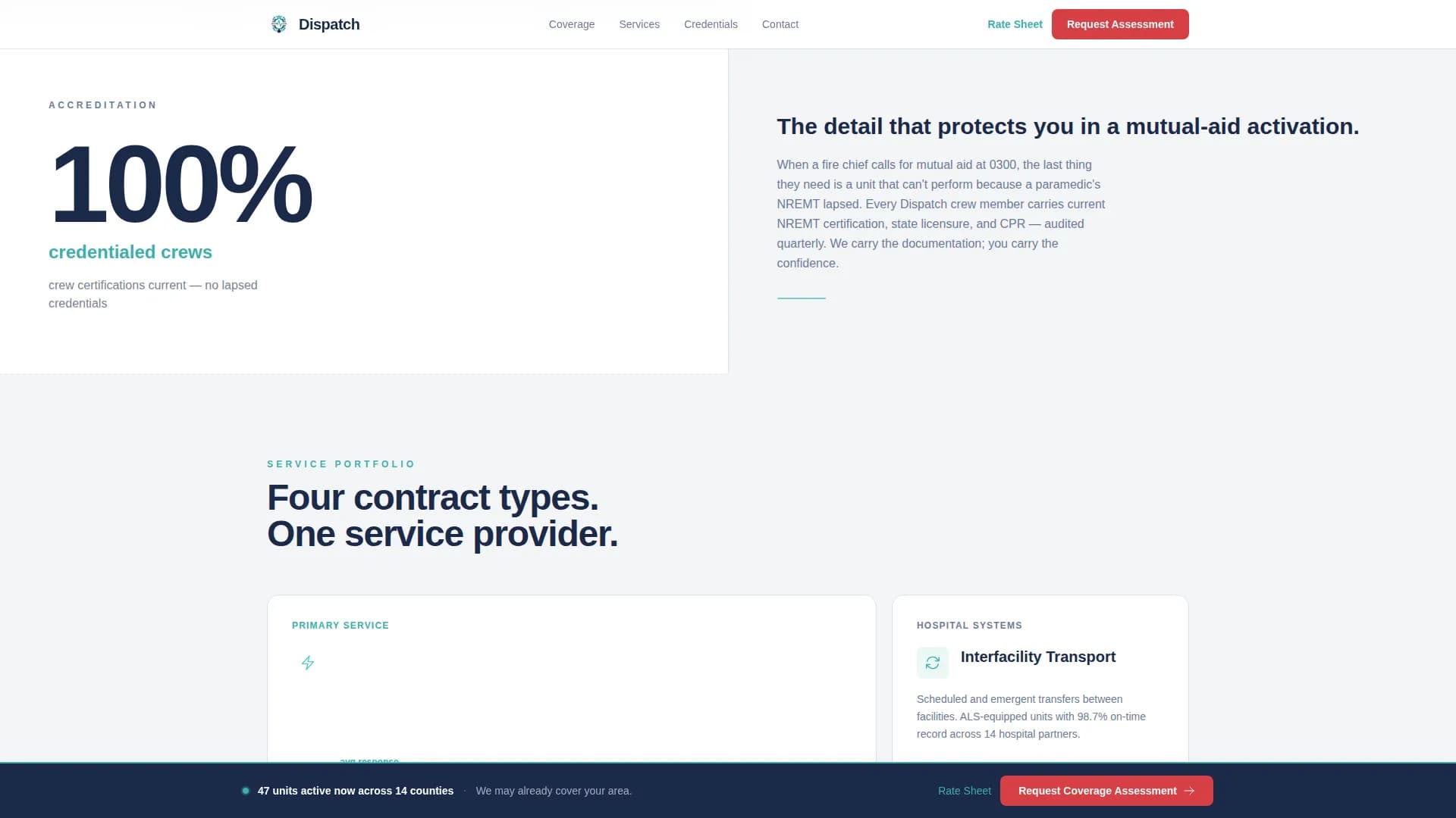 Dispatch - Trusted Emergency Response EMS Landing Page Template