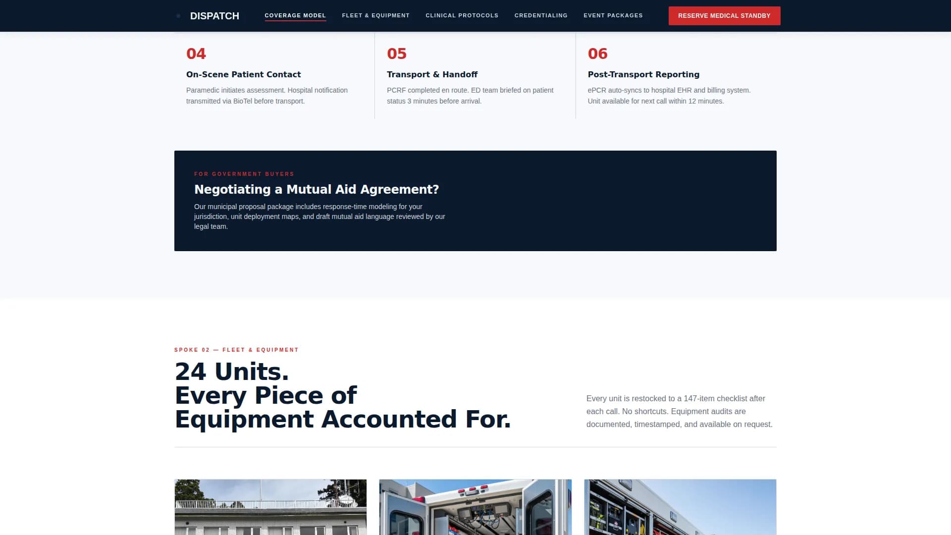 Dispatch - Precision Medical Standby Landing Page Template