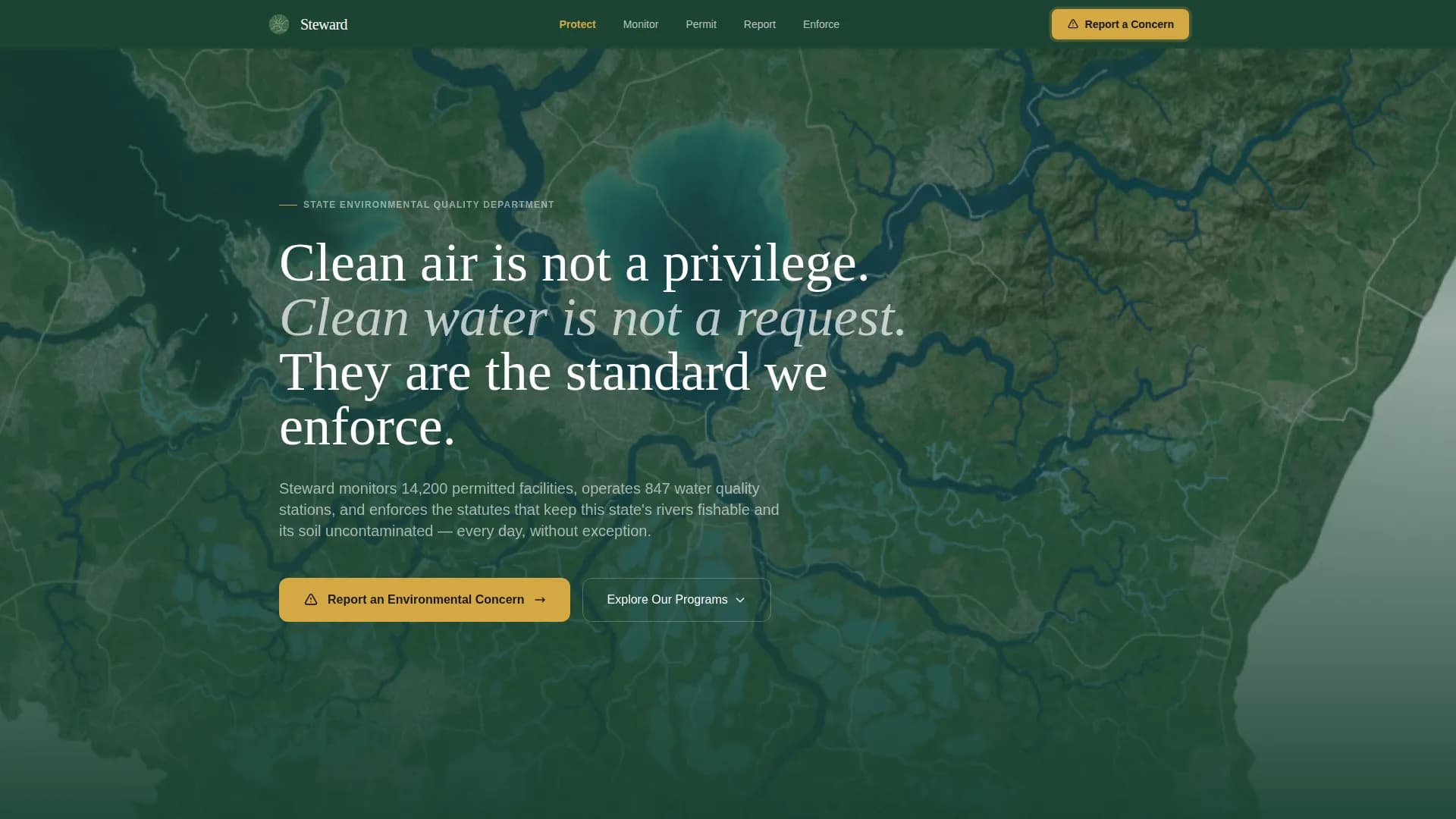 Steward — Committed Environmental Governance Landing Page Template