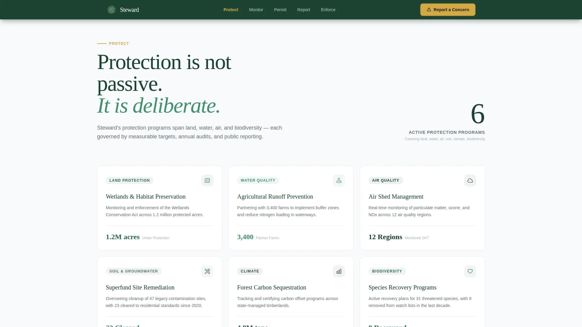 Steward — Committed Environmental Governance Landing Page Template