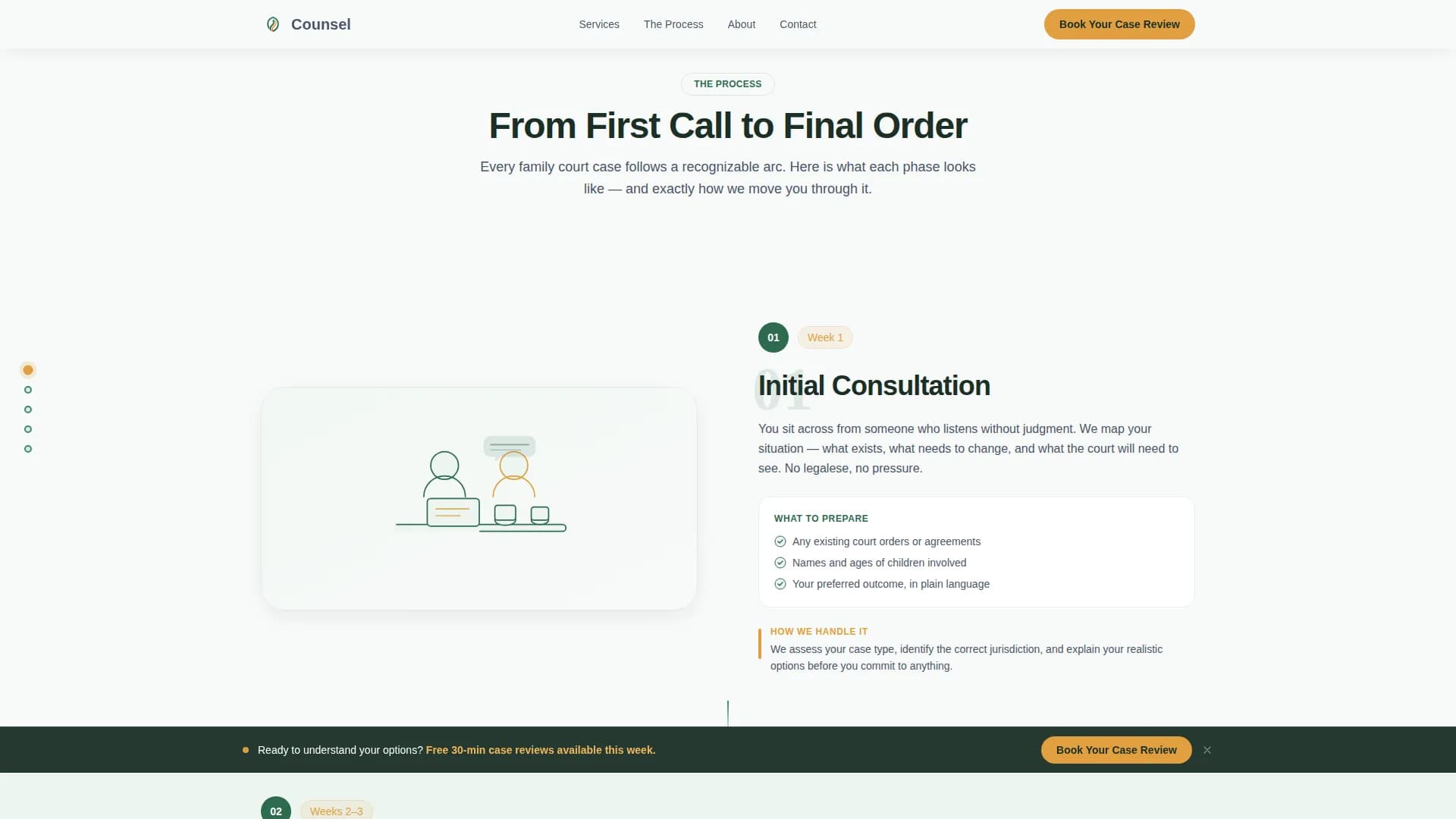 Counsel — Family Court Landing Page Template