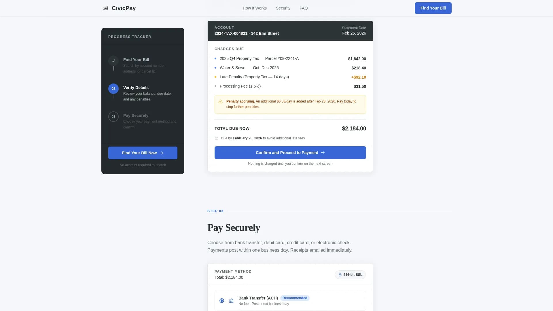 Streamline — Secure Municipal Payments Landing Page Template