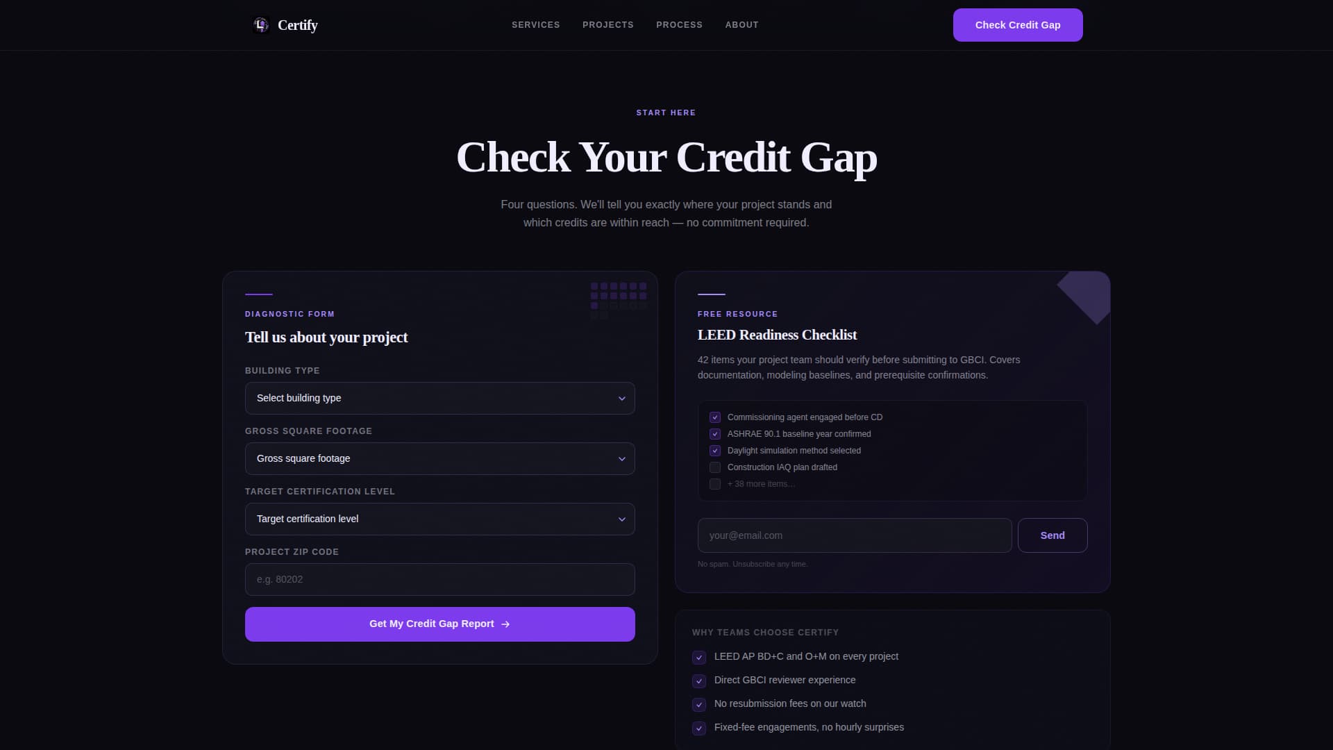 Certify - Precision LEED Landing Page Template